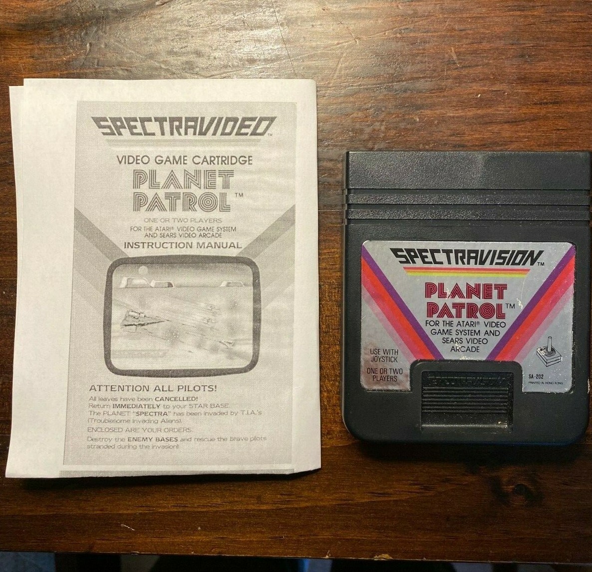 Planet Patrol Atari 2600 videogame Spectravision Spectravideo Manual tested VCS