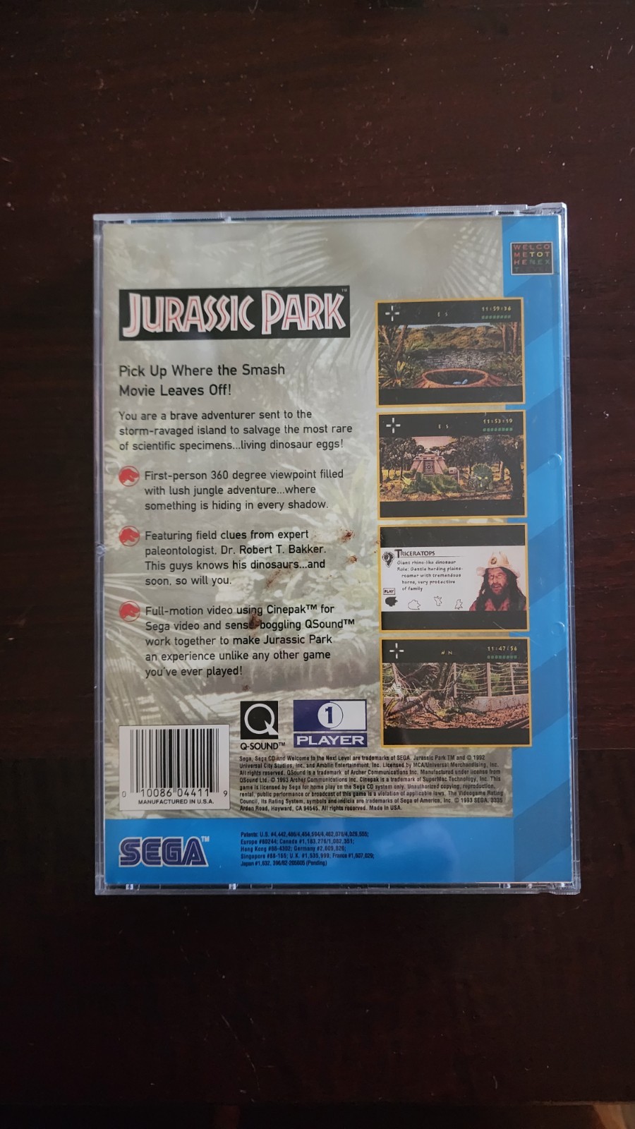 “Jurassic Park” for Sega CD – Disc & Case, COMPLETE IN BOX! EXCELLENT CONDITION!