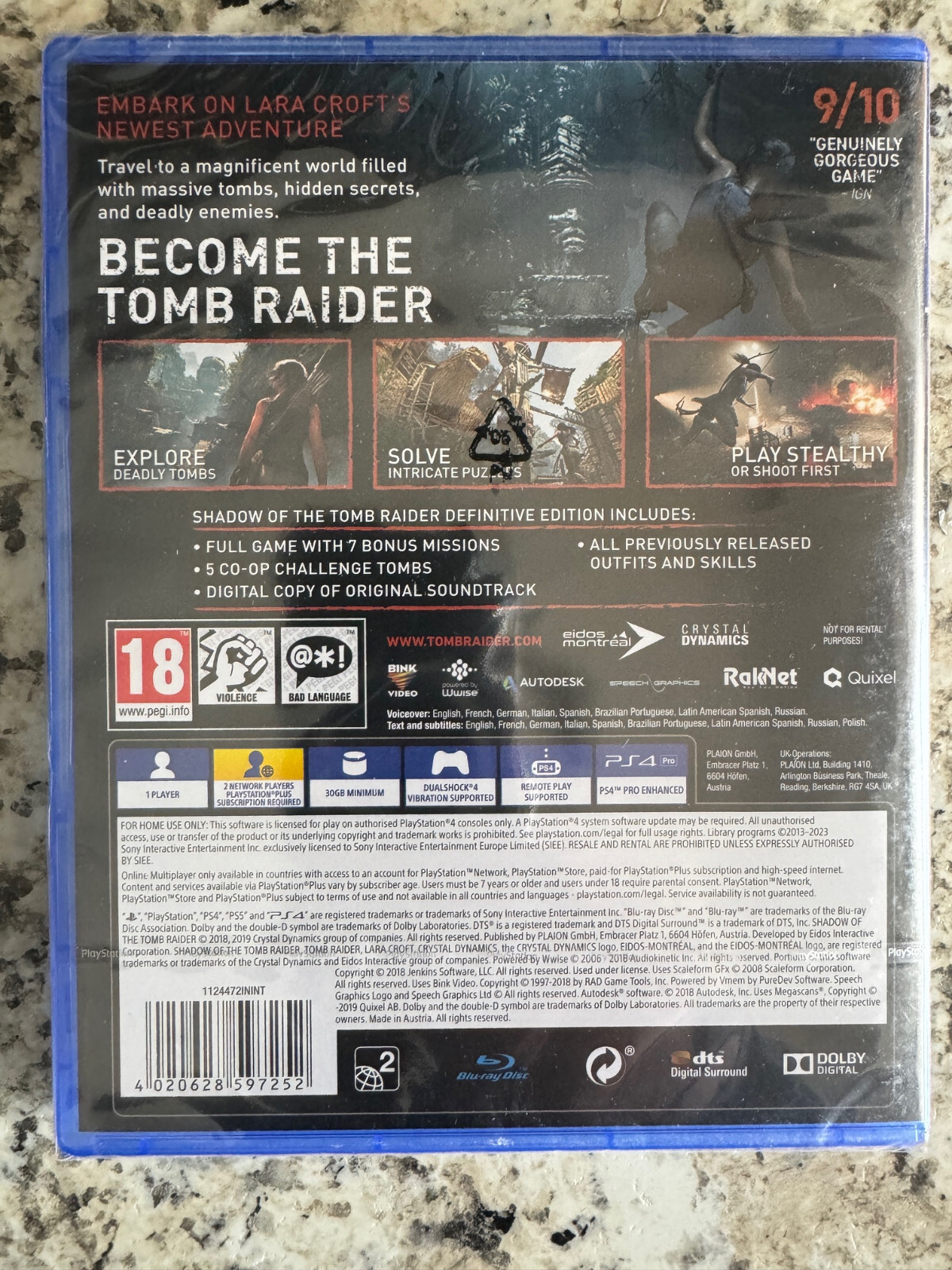 Shadow of Tomb Raider Definitive Edition PS4 Brand New Factory Sealed