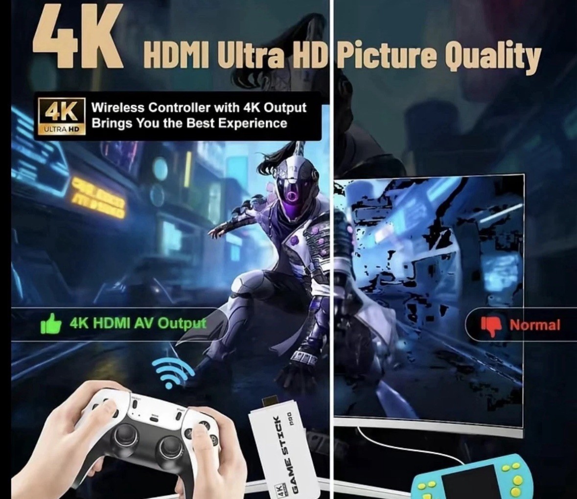 Video Game Console White 4K HDMI 2.4G Wireless Controllers Over 2000 Games Hits