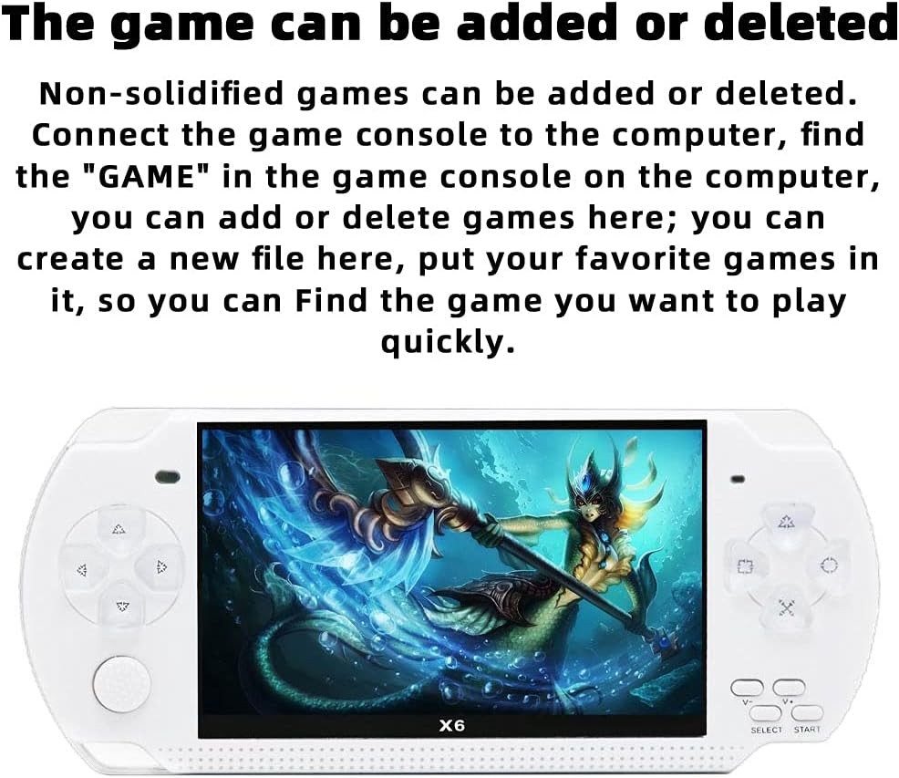 JXD X6 Handheld 4.3 Inch 2000 Games White MP3 TV Out