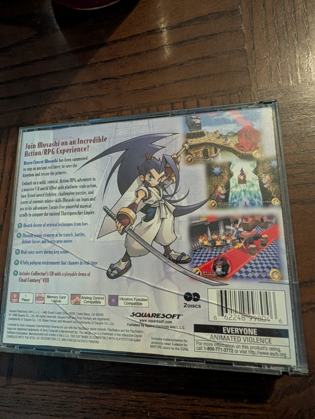 Brave Fencer Musashi (SONY PlayStation 1, 1998) PS1 No Manual Tested Demo Disc