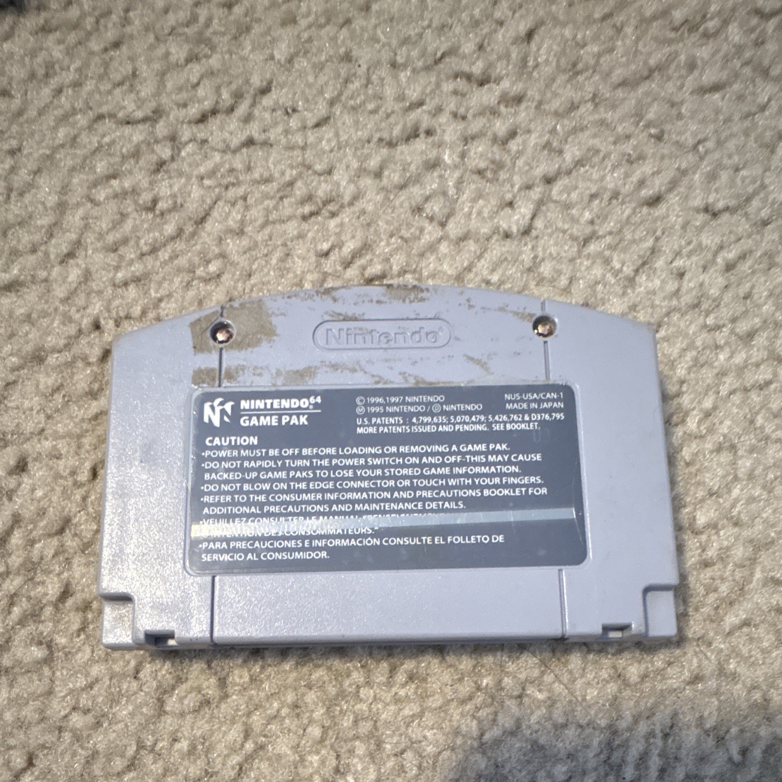 Nintendo Paper Mario N64 NTSC-U/C E-Everyone 2001 Property of Blockbuster
