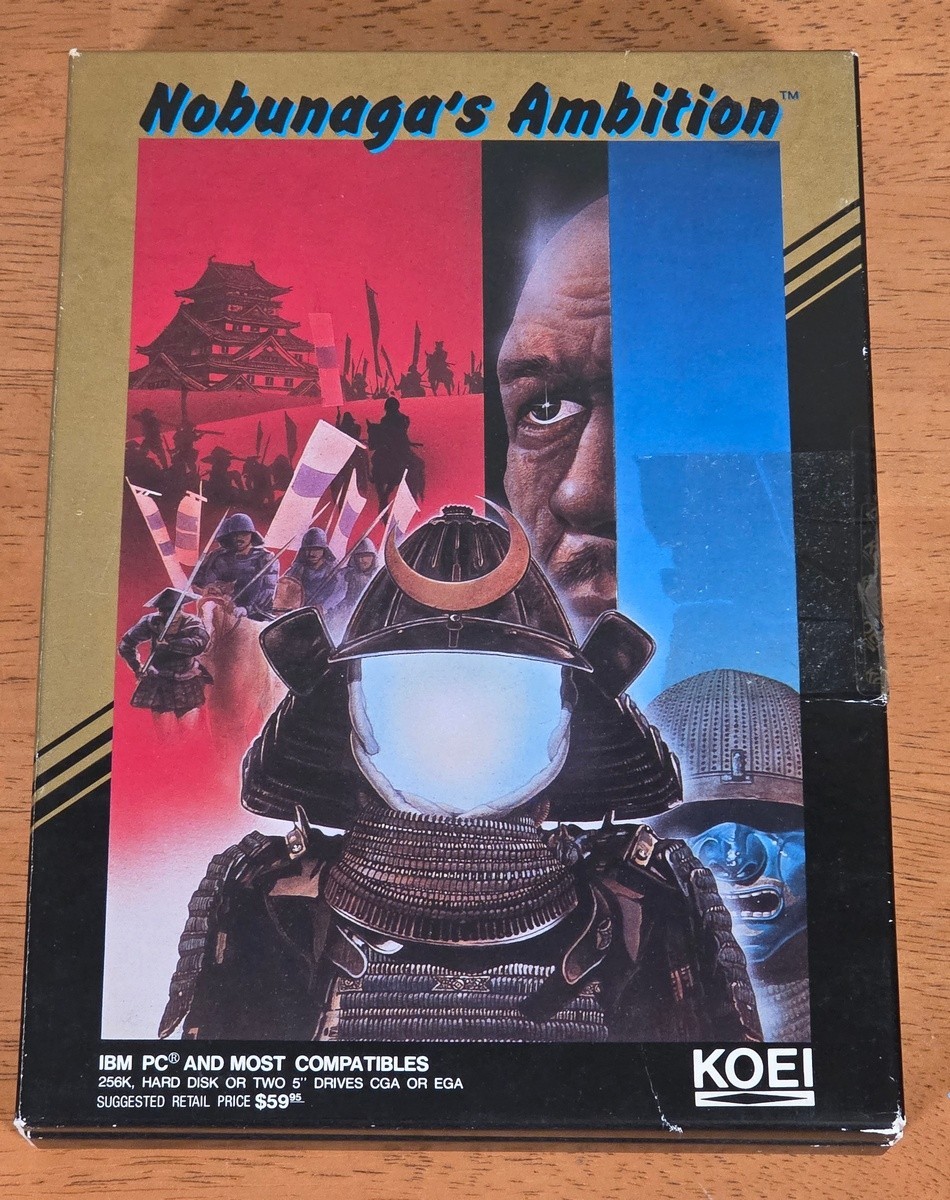 Nobunaga’s Ambition Koei 5.25″ IBM PC Big Box Game Complete 1988 Map Poster