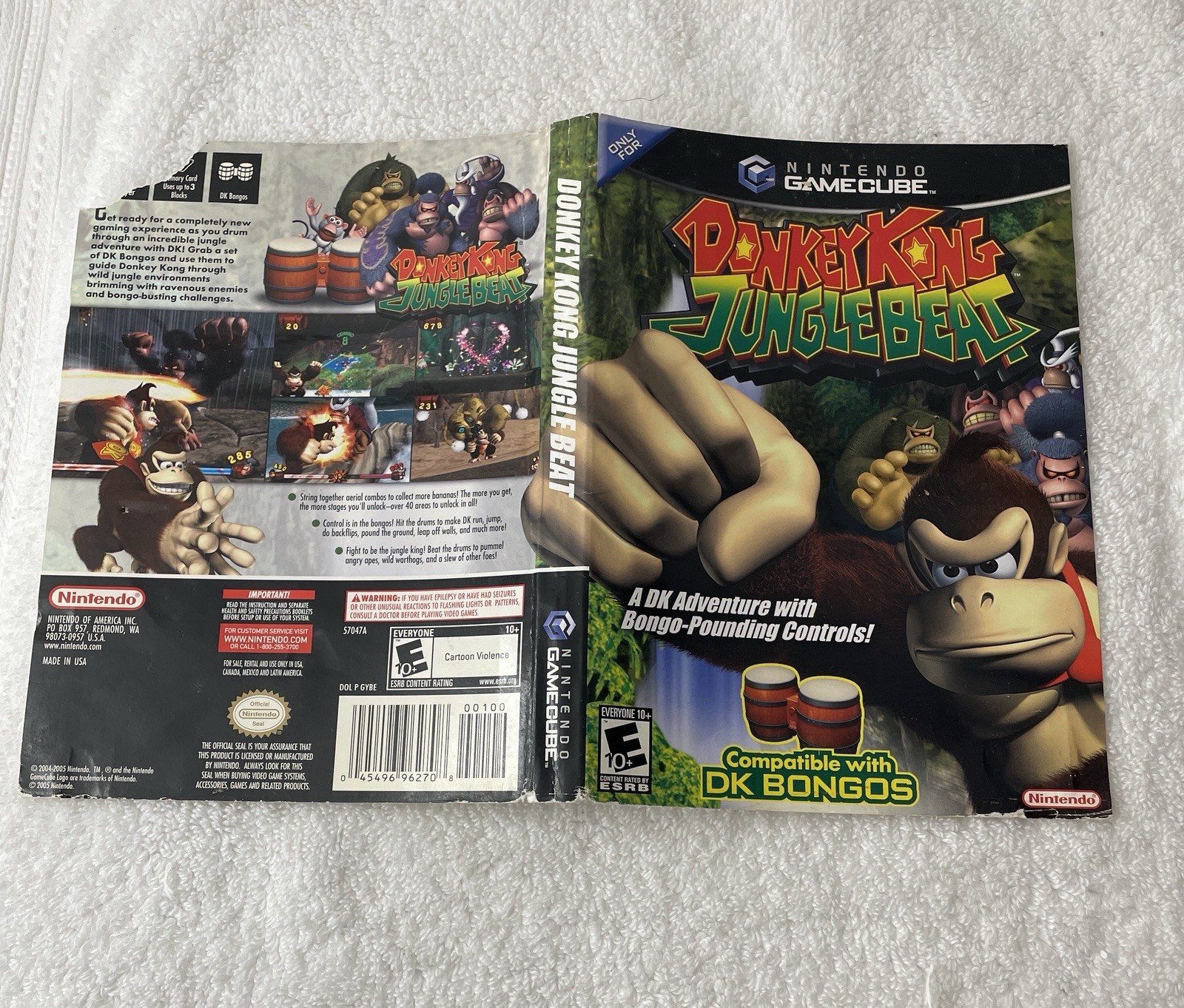 Donkey Kong Jungle Beat (Nintendo Gamecube, 2005) Game & Case-Tested