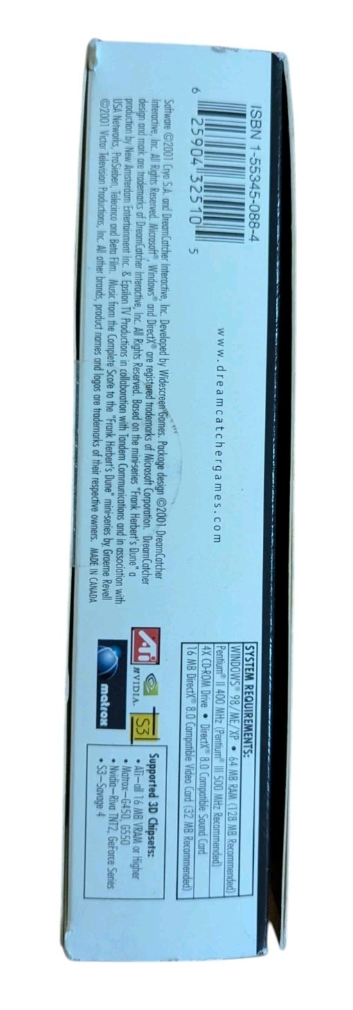 Frank Herbert’s DUNE Dreamcatcher Cryo Big Box Windows 98/ME/XP PC 2001