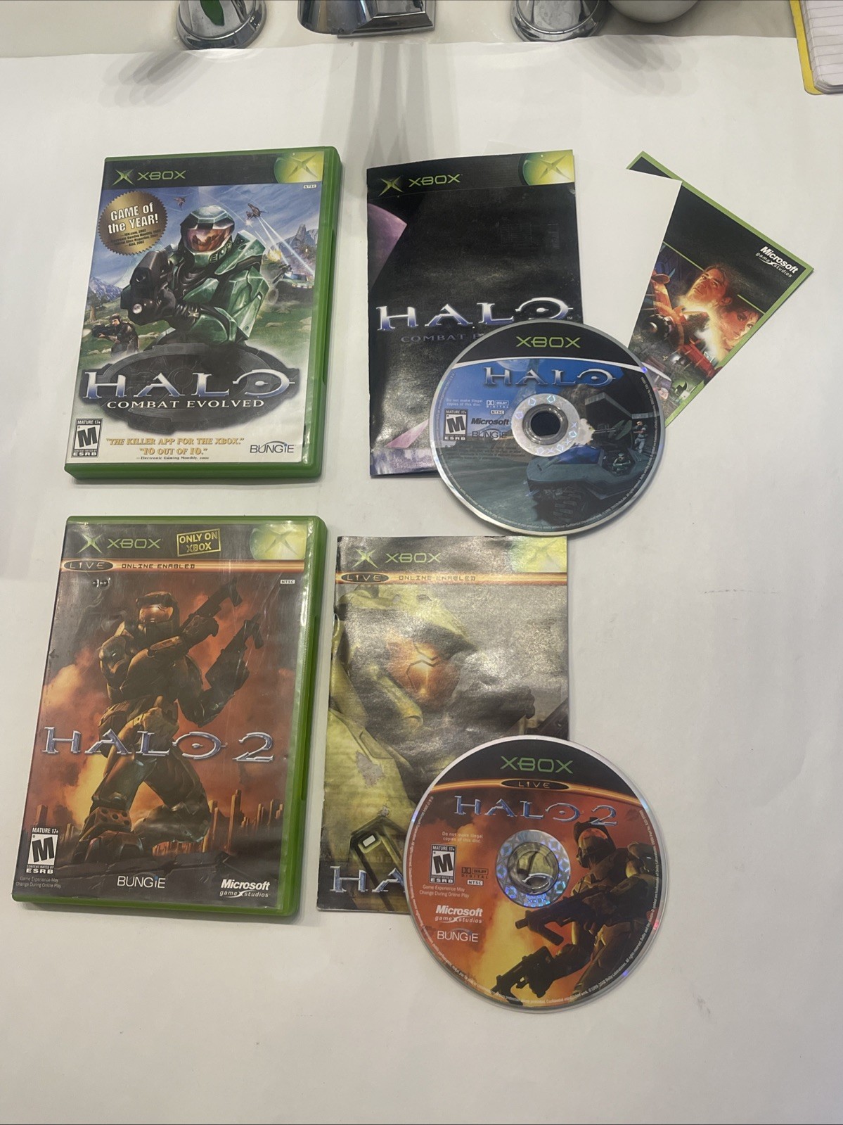 Halo CE Combat Evolved, Halo 2 Xbox Original Fully Tested 100% + Free Shipping!!