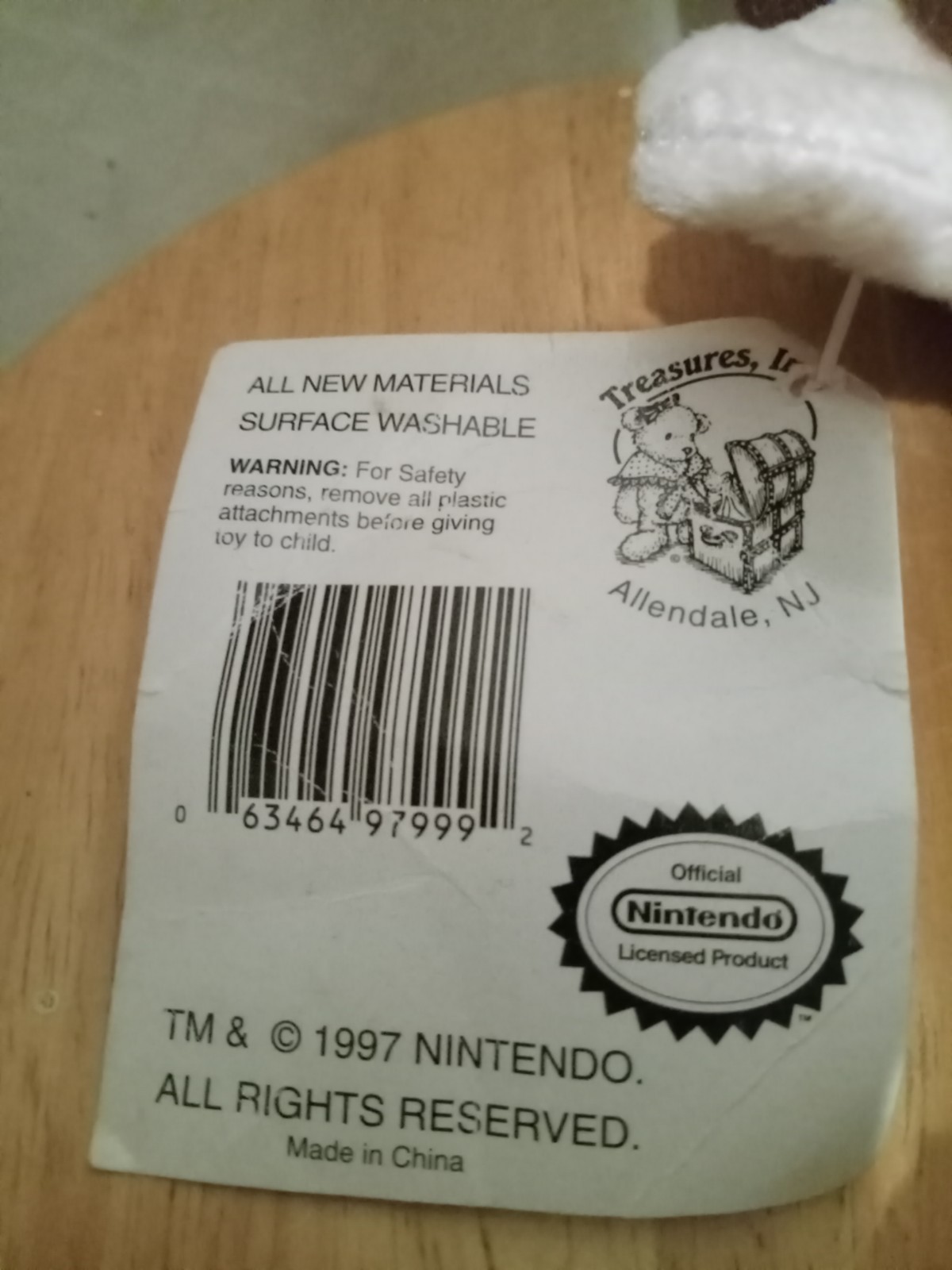VTG Nintendo 1997 Talking Mario Plush N64 Treasures Inc Voice not Working Clean