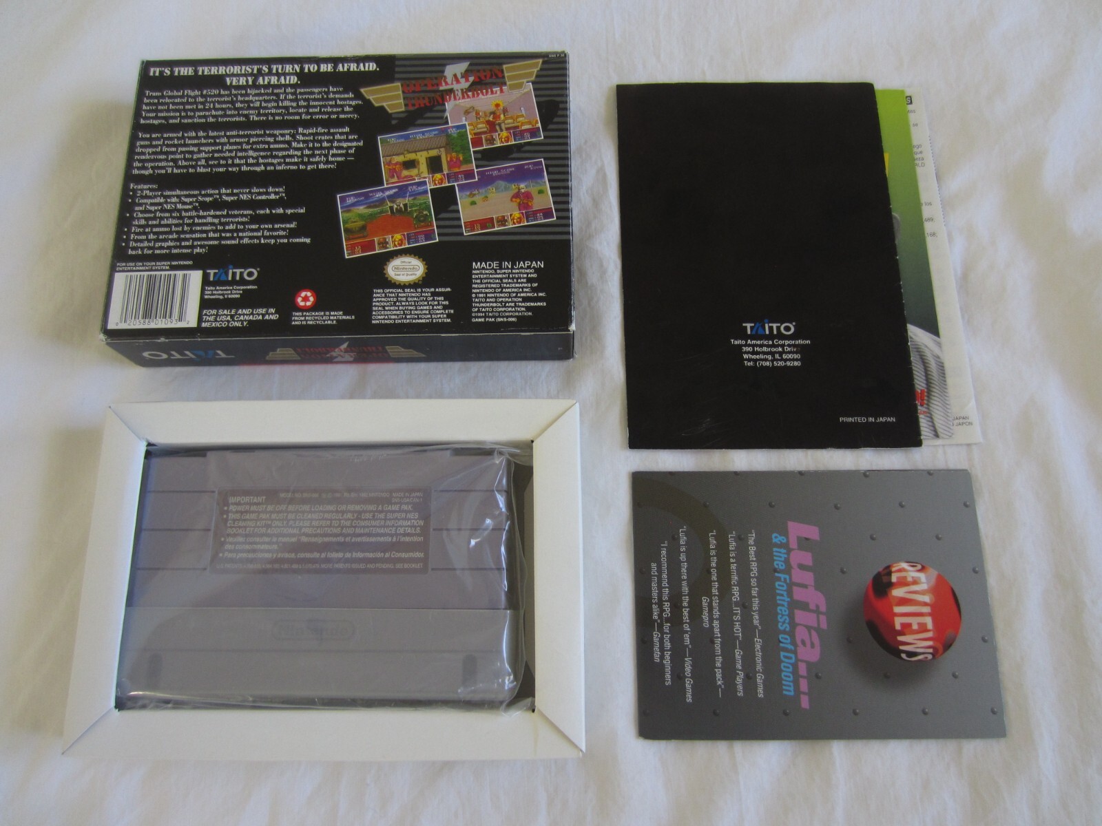 Operation Thunderbolt SNES Super Nintendo CIB 100% Complete Box 1994 Taito RARE