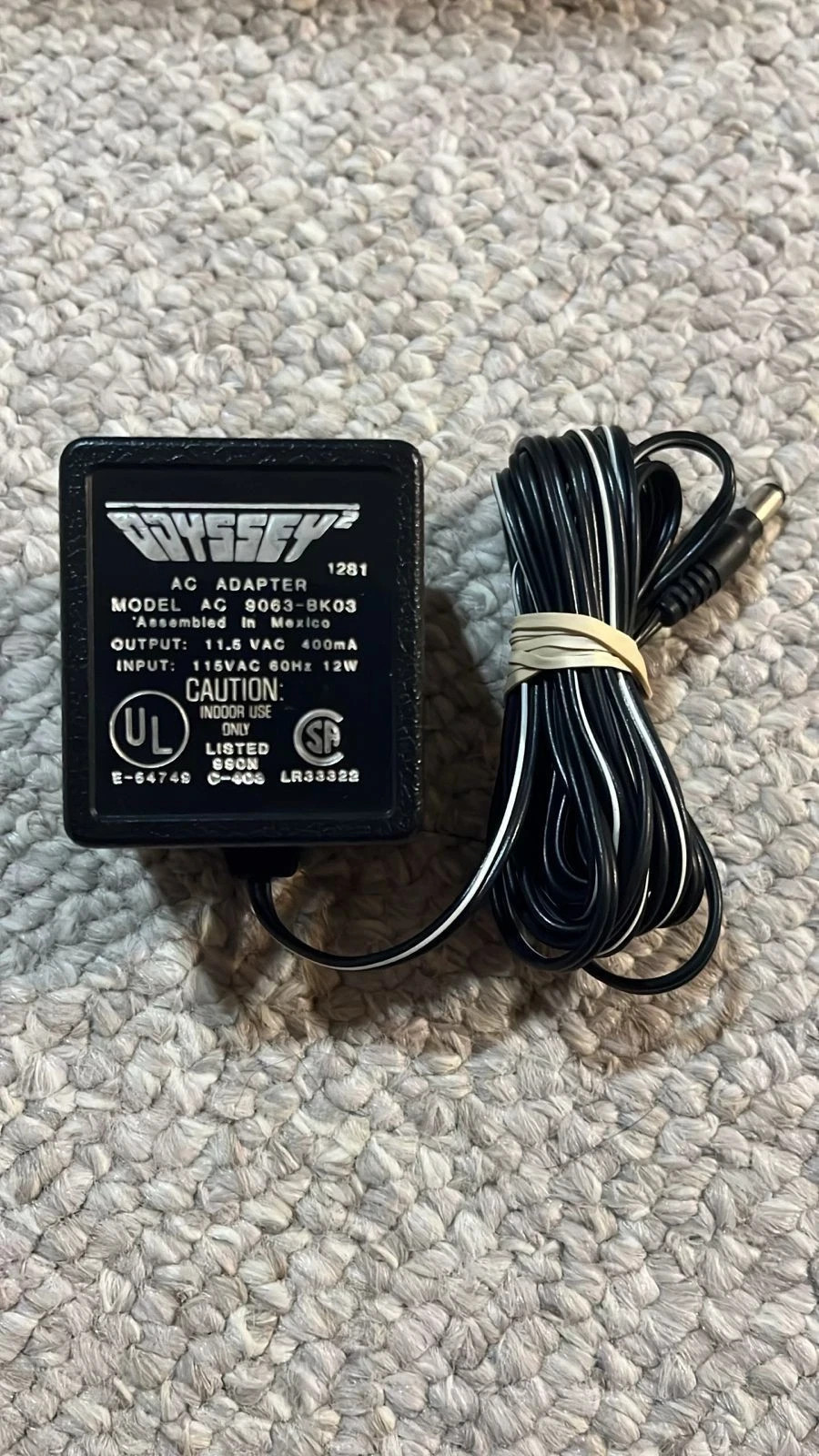 MAGNAVOX ODYSSEY 2 AC POWER ADAPTER SUPPLY CABLE 9063-BK03 OEM ORIGINAL