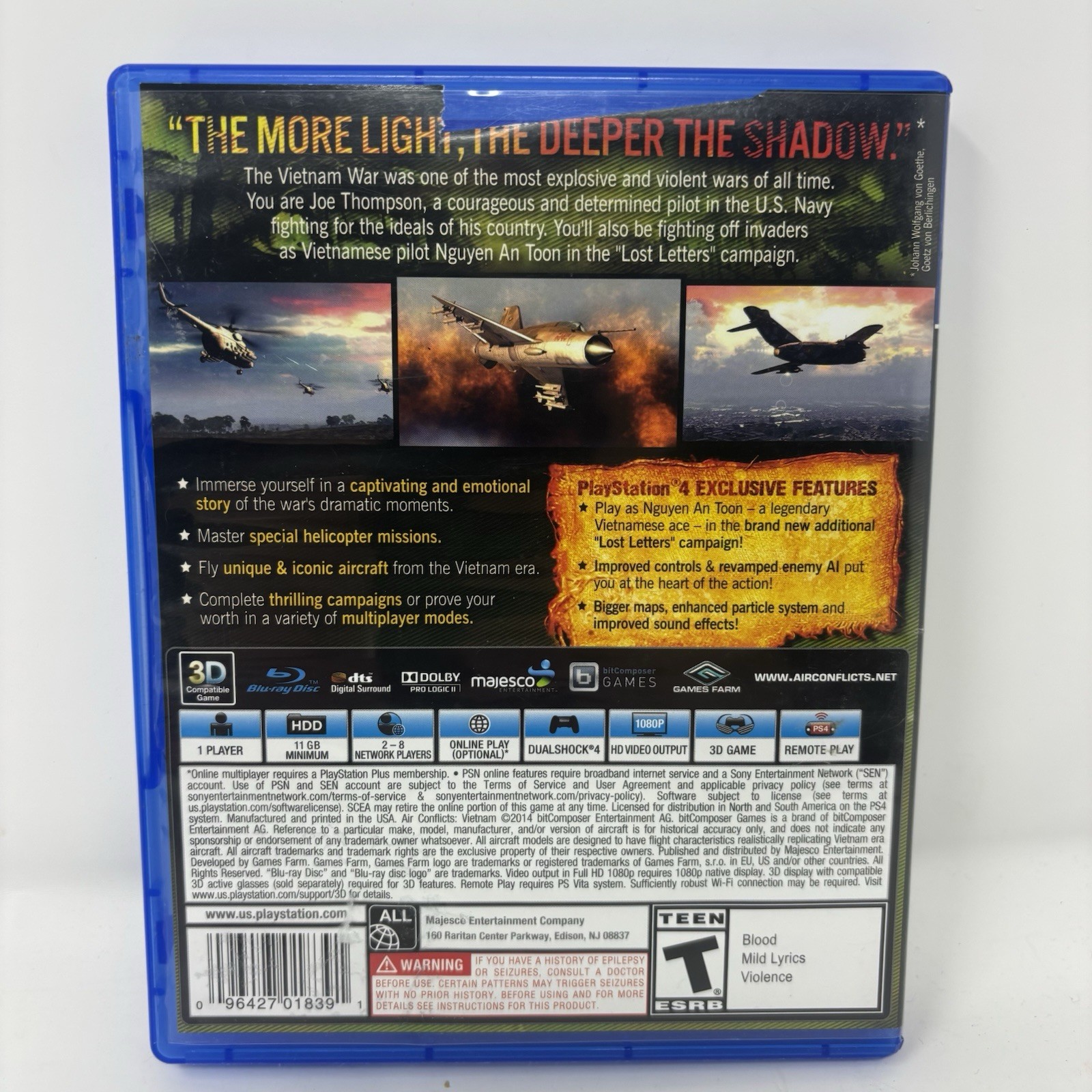 Air Conflicts: Vietnam — Ultimate Edition (Sony PlayStation 4, 2014) No Manual