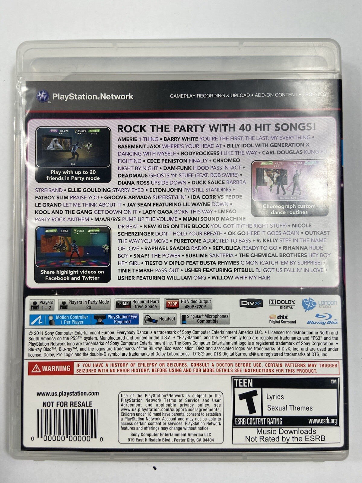 Everybody Dance (Sony PlayStation 3, 2011) W/Manual! Complete! CIB