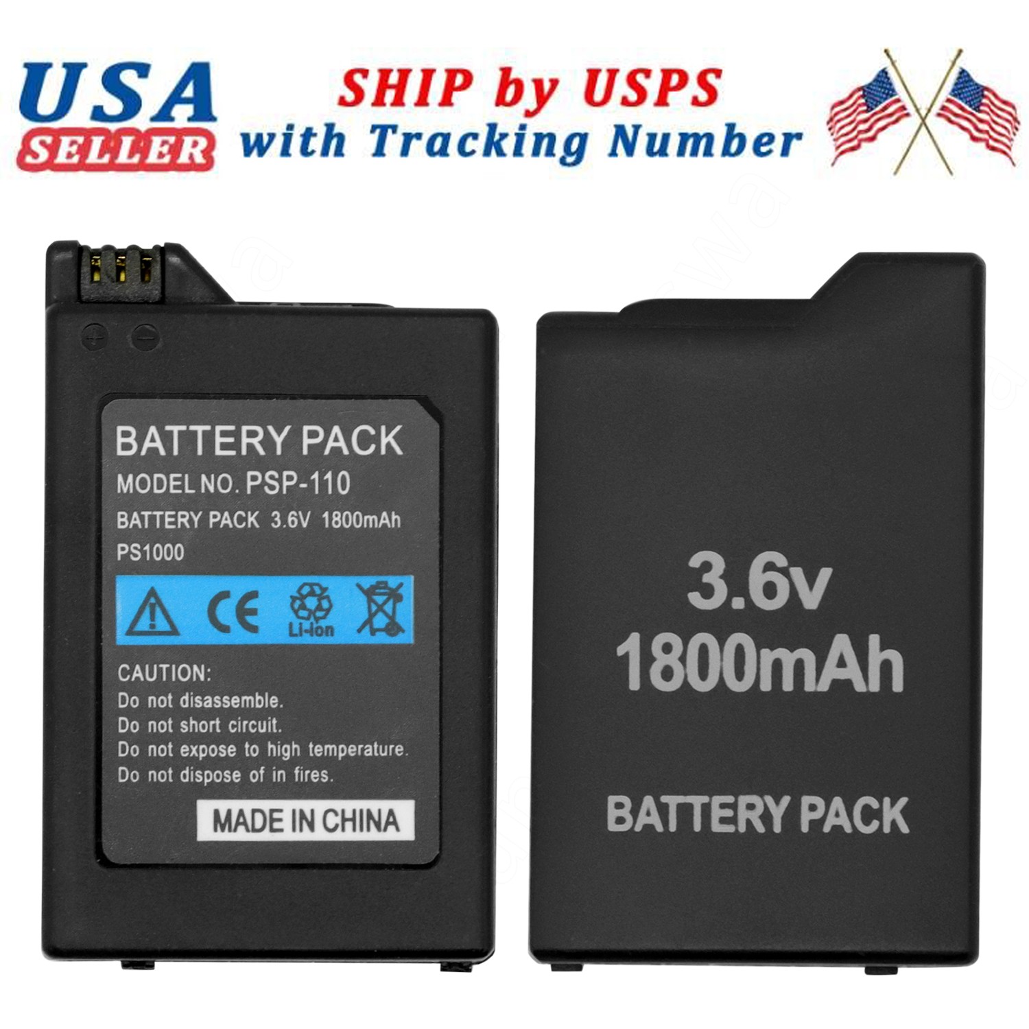 Rechargeable Battery for Sony PSP-110 PSP-1001 PSP 1000 3.6V 1800mAh New