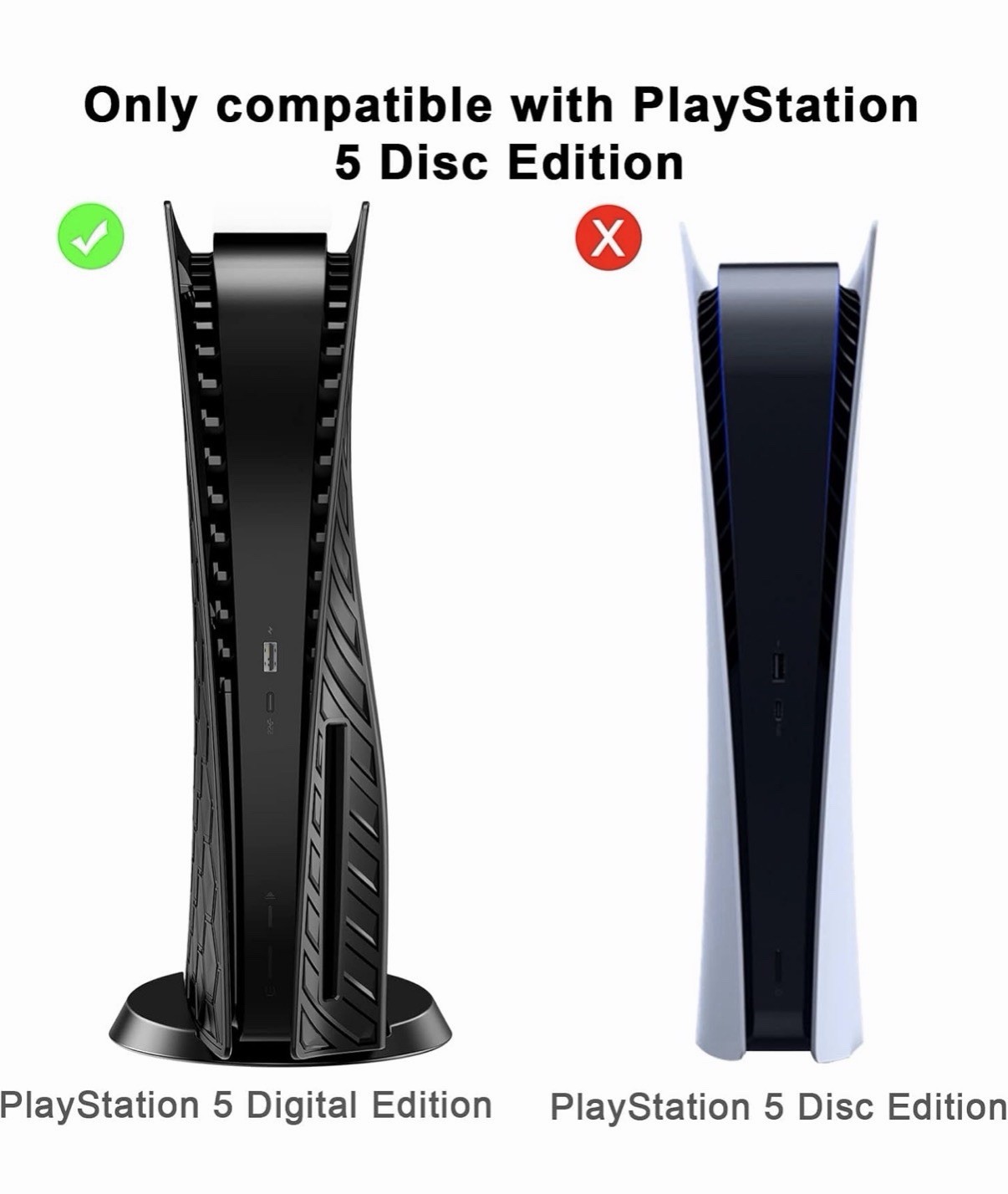 PS5 Disc Edition Black Faceplate Cover Shell Hard Case Anti Scratch Dustproof