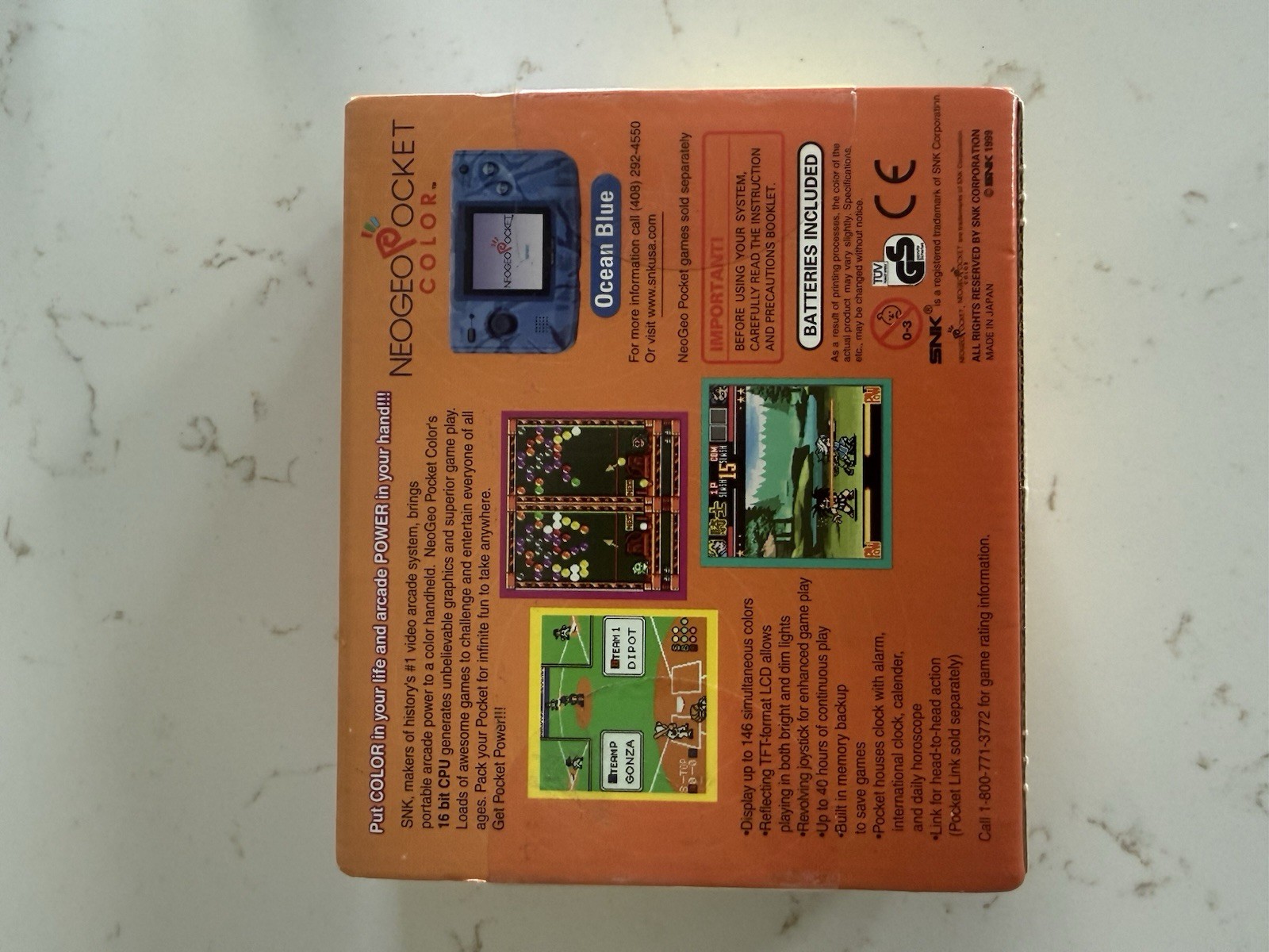 SNK Neo Geo Pocket Color Ocean Blue Handheld System Color Screen NEOP-54016