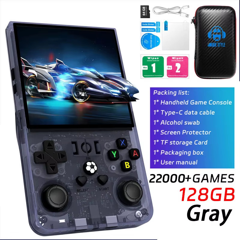 R36MAX Retro Handheld Game Console with 128GB Games and 4.0″ IPS Screen