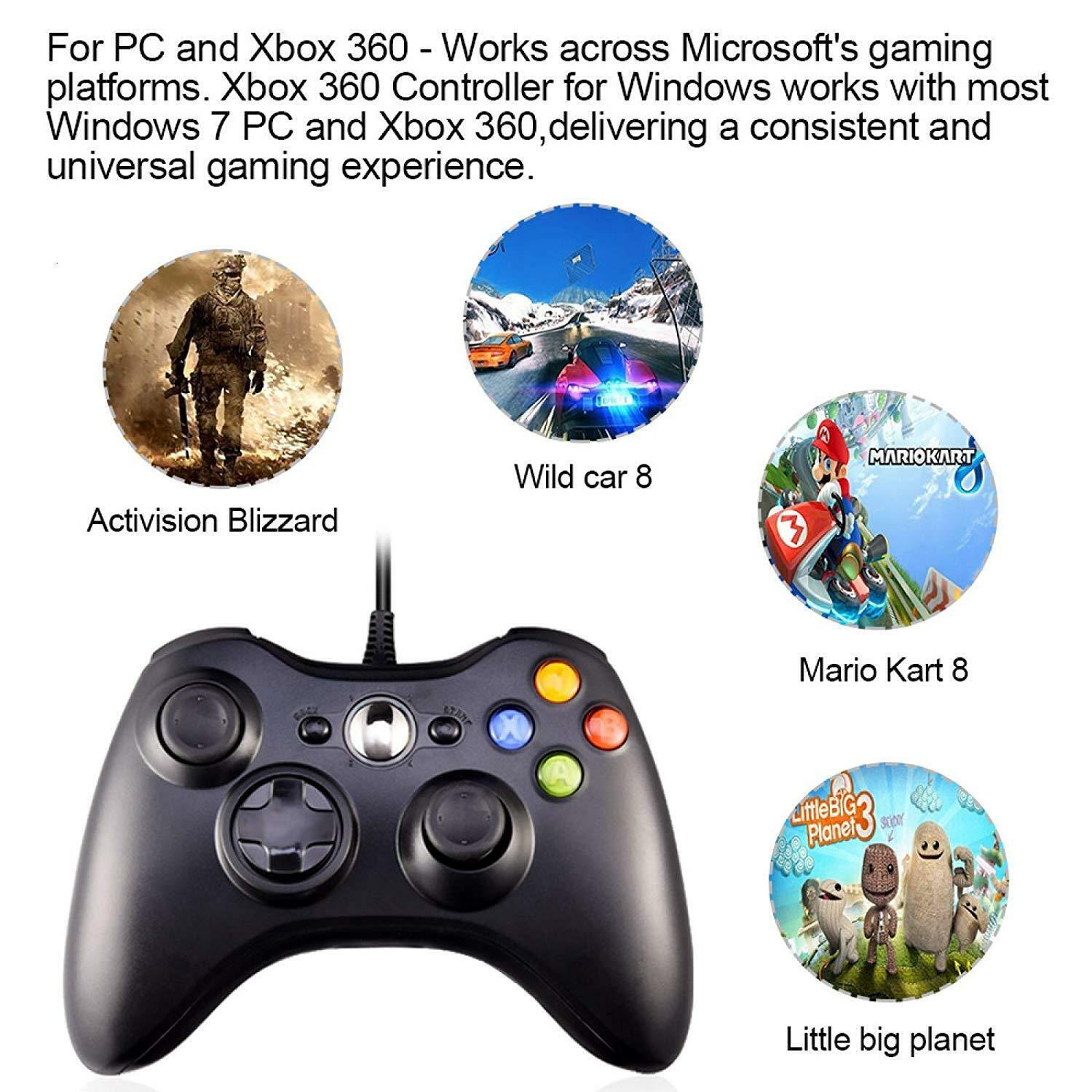 Wired USB Game Controllers Joysticks for Microsoft Xbox 360 PC Windows XP 7 8 10