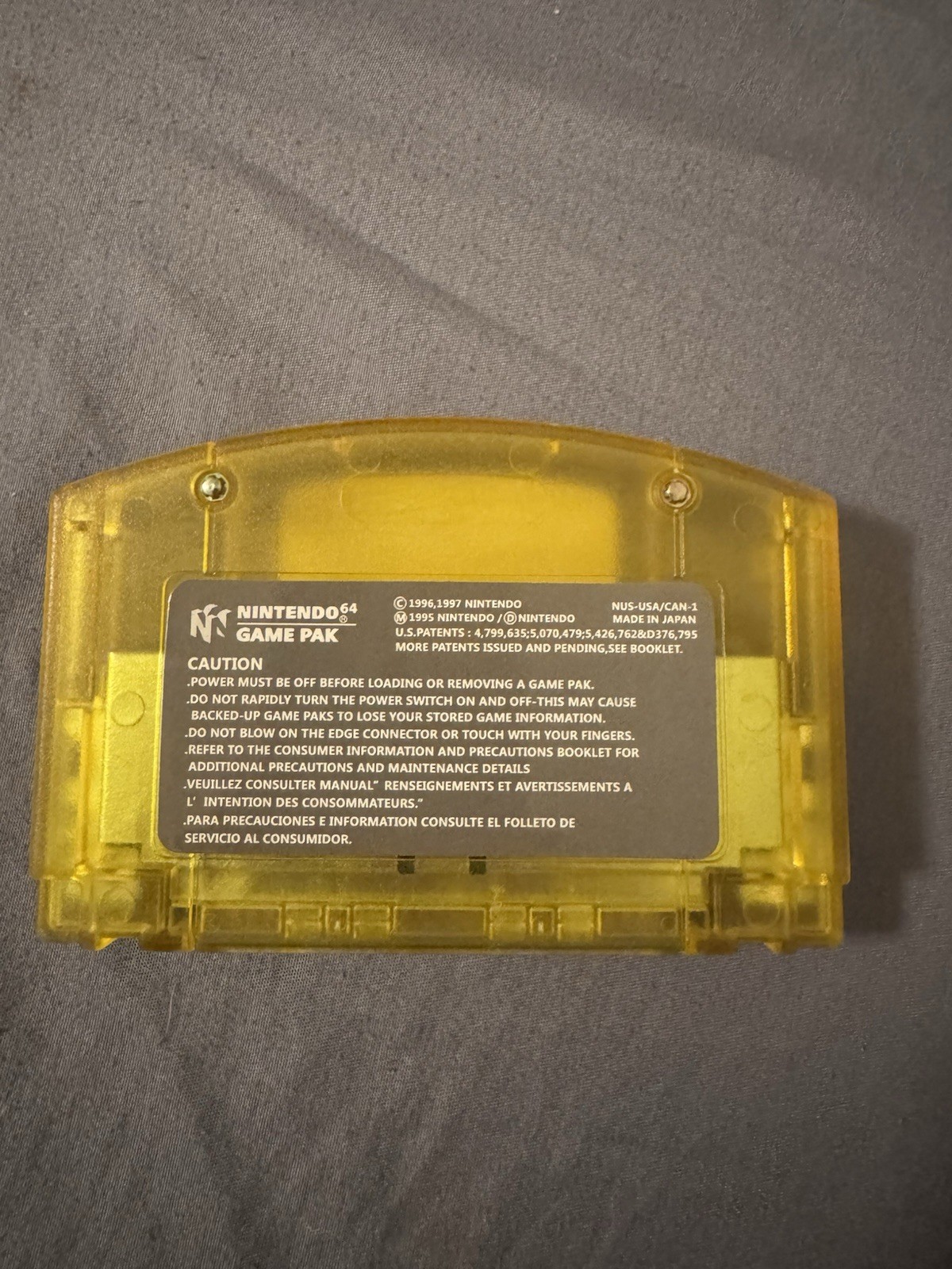 Mario Party 1 2 3 Multi-Game Cartridge for Nintendo 64 N64 Yellow Translucent