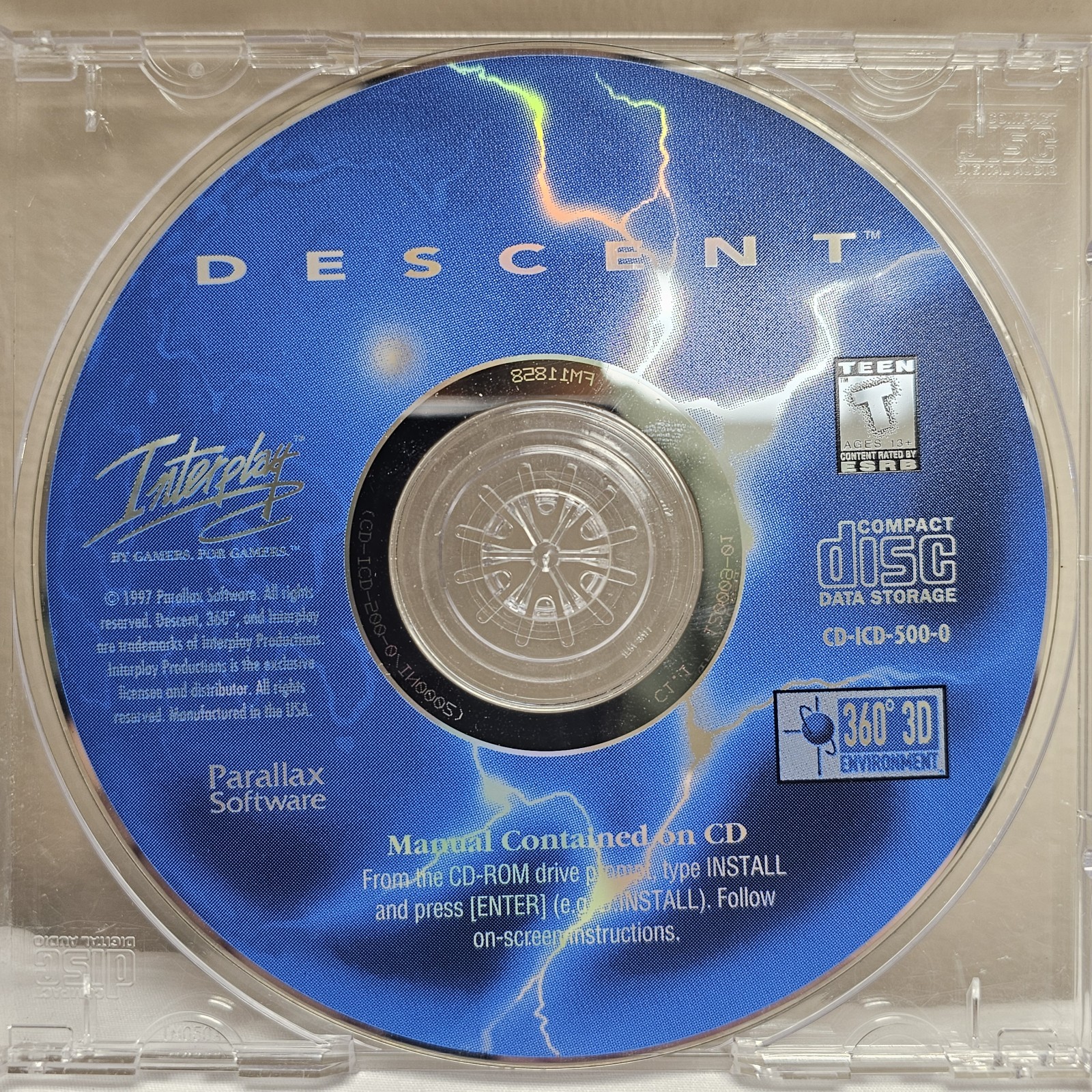 Descent PC DOS CD-ROM Game 1997 Interplay Parallax w Manual Untested