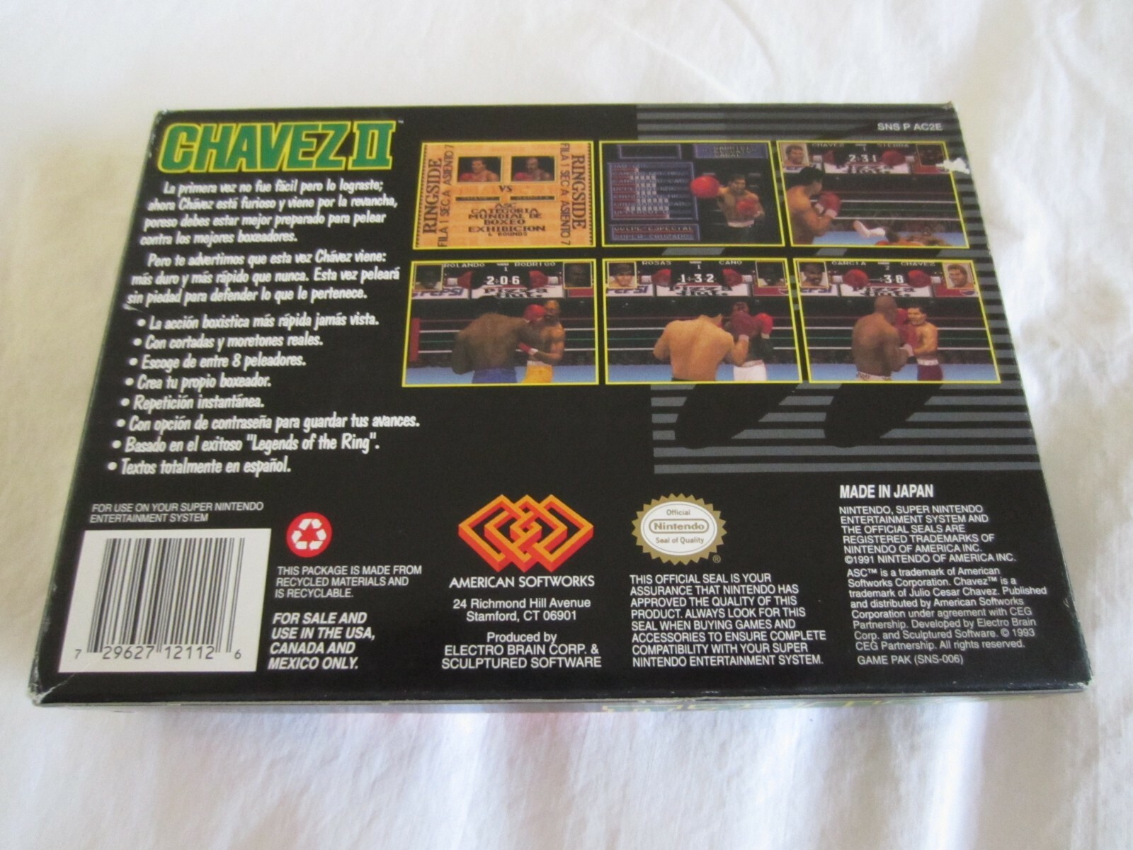 Chavez Boxing II (SNES) Super Nintendo CIB Complete Box 1994 ASC RARE