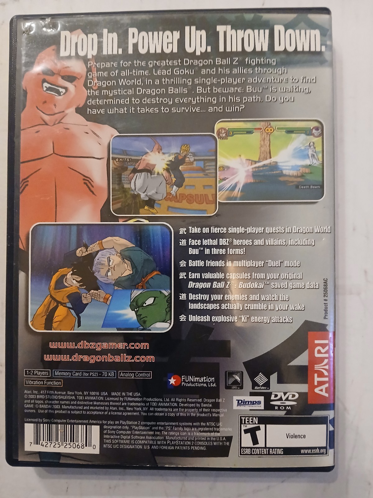 Dragon Ball Z: Budokai 2 Ps2 (Sony PlayStation 2, 2003) Case & Game UNTESTED