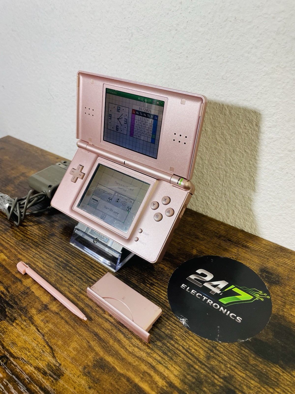 Nintendo DS Lite Pink Handheld Bundle Charger Stylus GBA Player – FOR PARTS READ