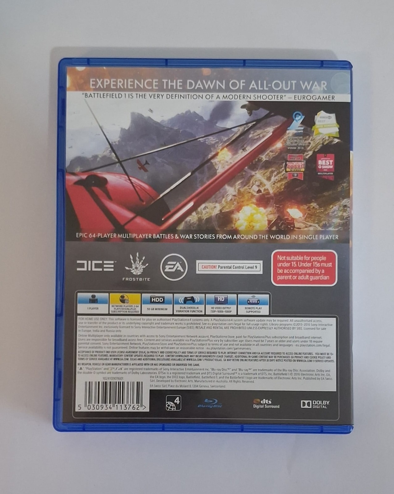 Battlefield 1 PS4 Game Tested Working Complete Australian Version MA15+