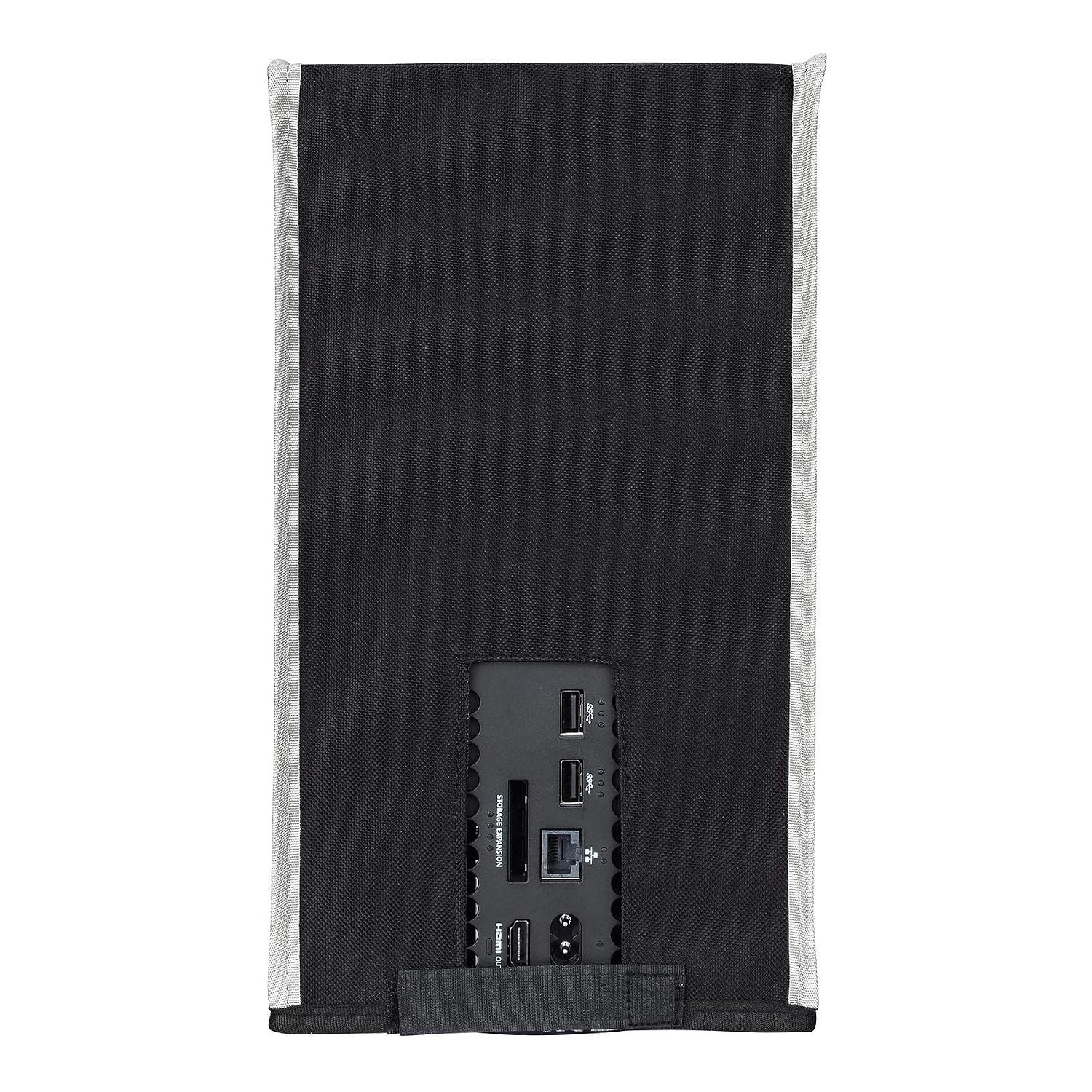 Tailored Black Nylon Cover for Xbox Series X – Dust Guard with Light Gray Trim