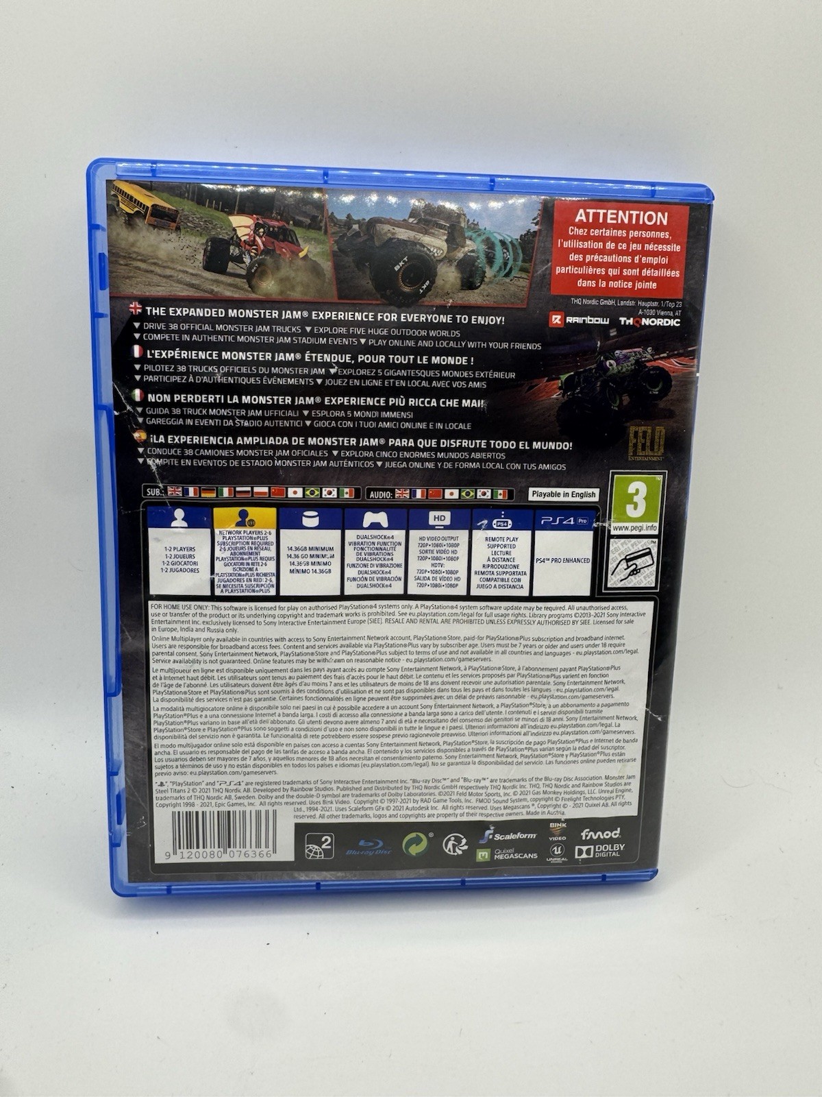 Monster Jam Steel Titans 2 (Ps4 N/A) Video Game. VG