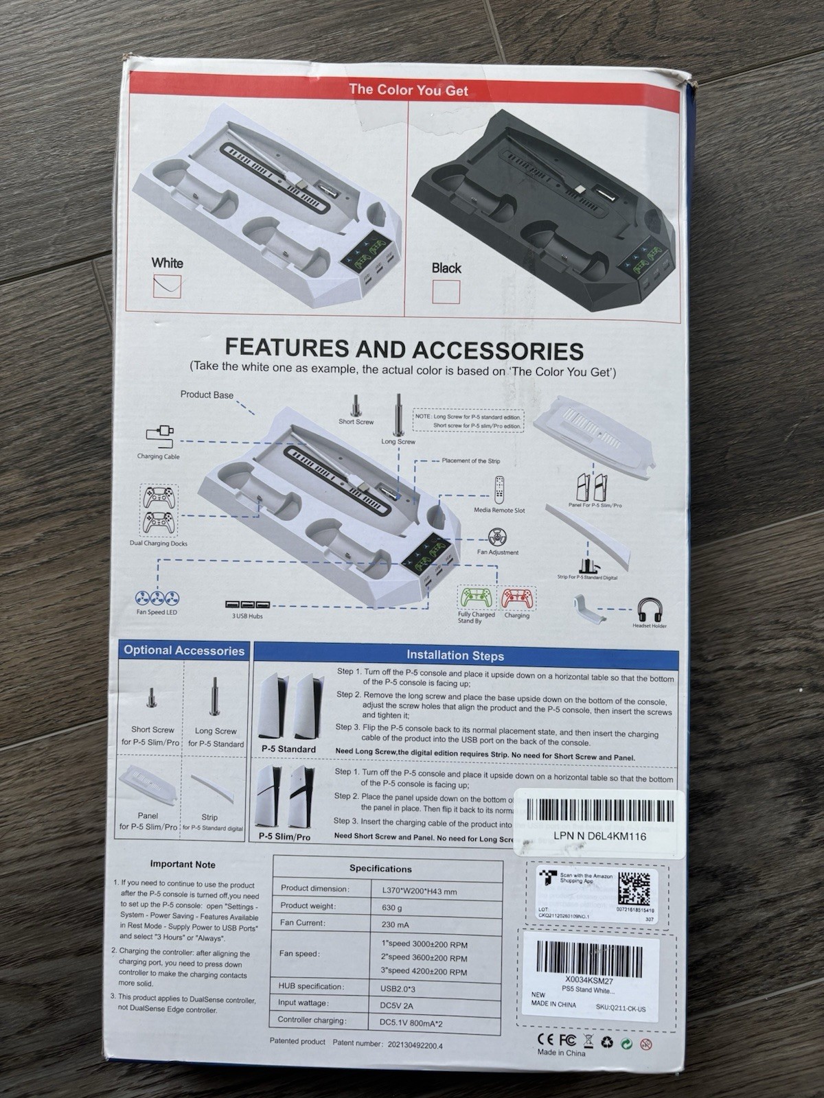 Brand New PS5 Universal Stand White w/ Dual Cooling Fans, Charging Dock, USB Hub