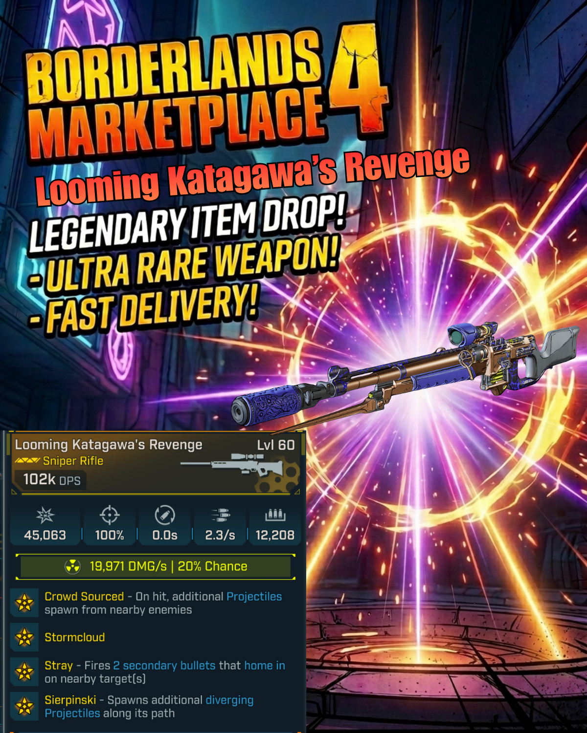 Borderlands 4⚡Modded Weapons Equipment 60 Level⚡PC-PS-XBOX⚡
