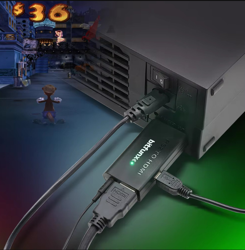Bitfunx HDMI-compatible Converter Adapter Ypbpr Input for Sony PS2