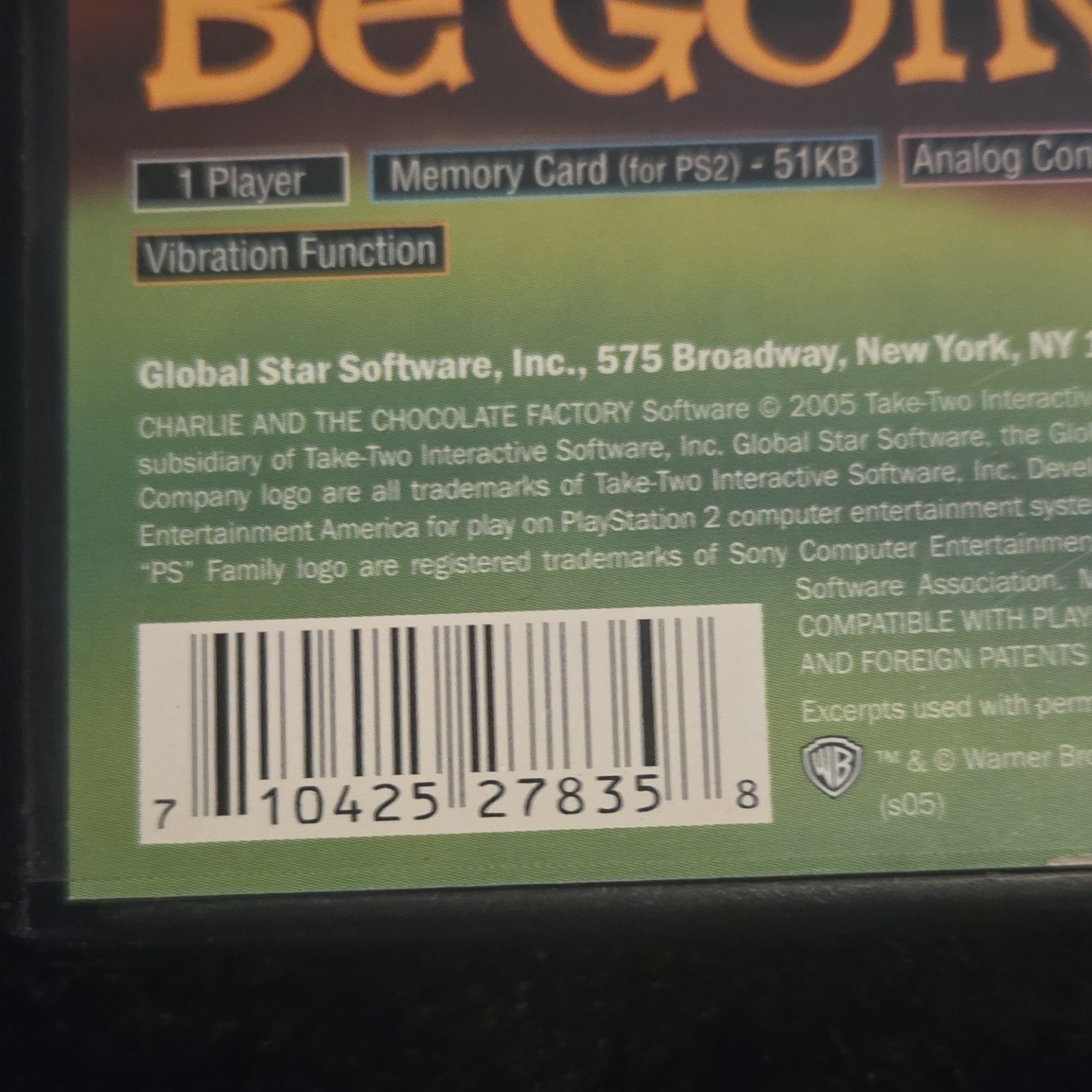 Global Star Software Charlie and the Chocolate Factory PS2 NTSC-U/C E 2005 Manu…