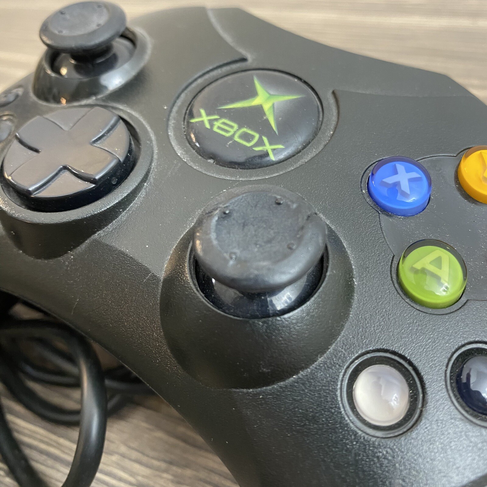 Original Xbox OEM S Type Black Controller with Breakaway Cable Tested.