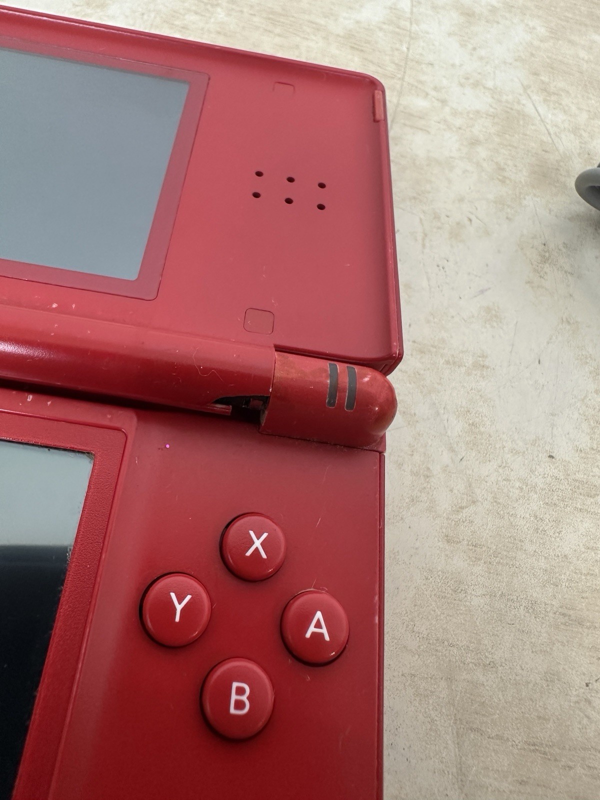 Nintendo DS Lite Mario Edition Console w/ Charger & GBA Cover: WORKS! BAD HINGE!
