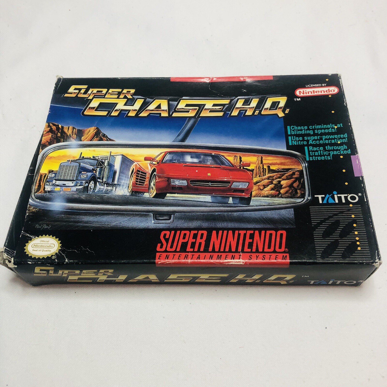 Super Chase HQ H.Q. Nintendo SNES Complete CIB Rare Cart Box + Manuals