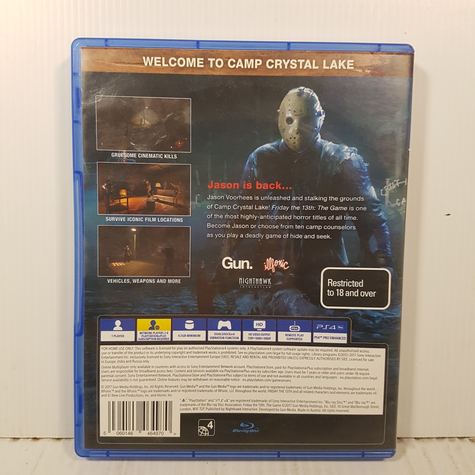 Friday the 13th: The game (Ps4, 2017, R18+) Gun media Complete