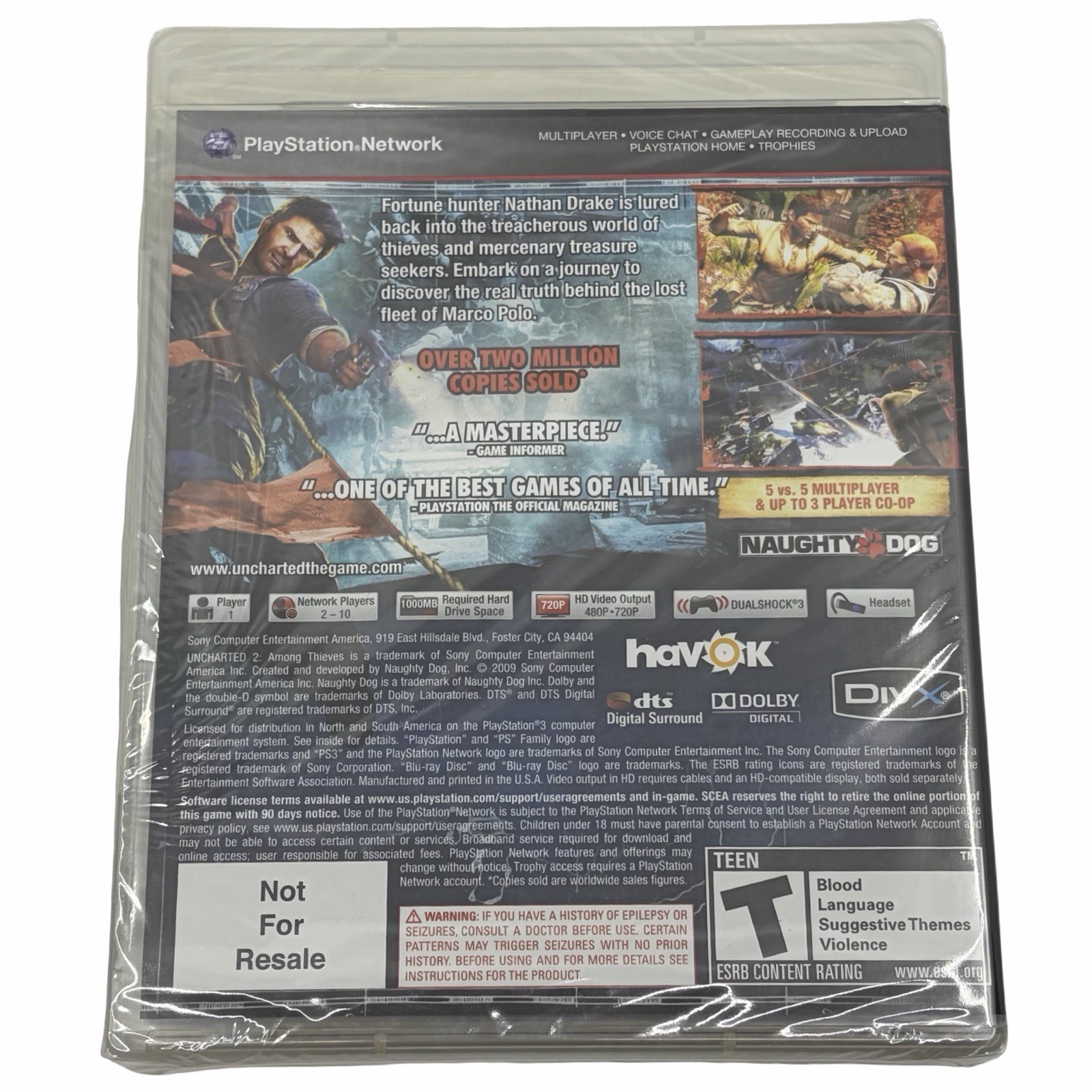 Uncharted 2: Among Thieves (Sony PlayStation 3, 2009) Factory Sealed New