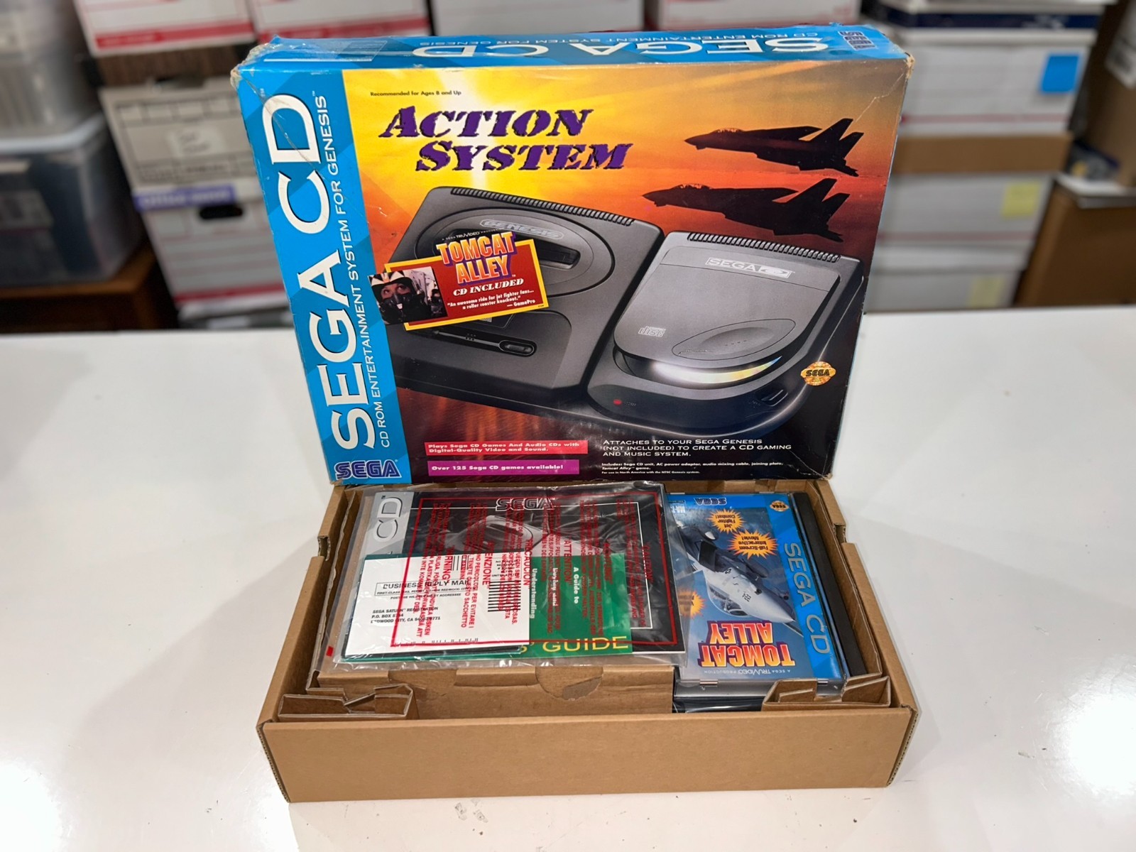 Sega CD Action System CIB 100% Complete in Box with Tomcat Alley Excellent #1