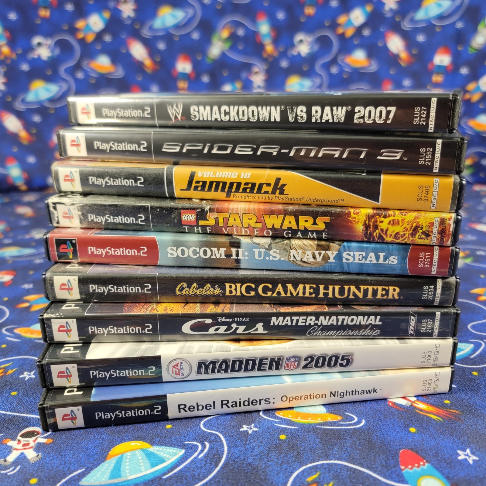 PS2 Games Lot of 9 Spider-Man 3 SmackDown vs Raw 2007 LEGO Star Wars Cars
