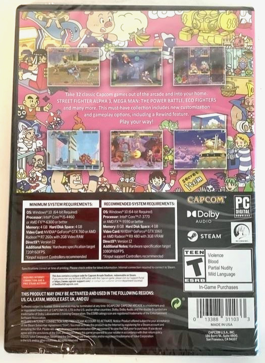 NEW Capcom Arcade 2nd Stadium PC DIGITAL DOWNLOAD (Code in a Box, NO Disc) Steam