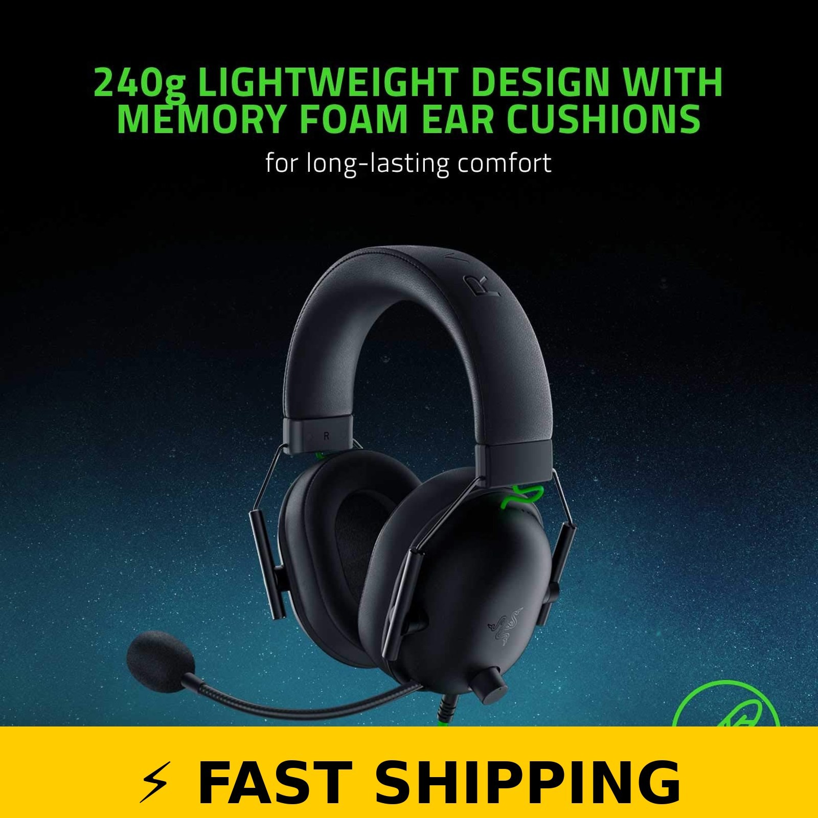 Razer BlackShark V2 X Gaming Headset – 7.1 Surround Sound – Black