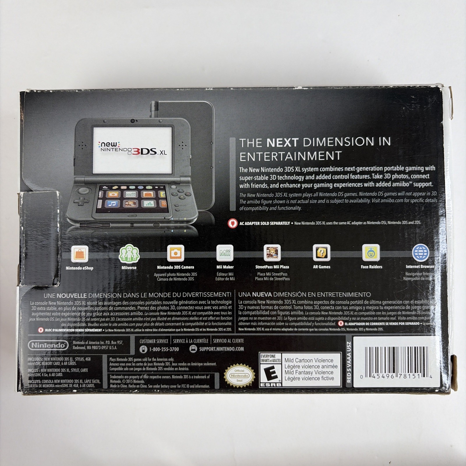 Nintendo New 3DS XL Black Complete Box W Top IPS! Charger Stylus US Model