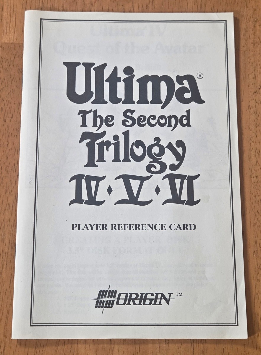 Ultima Second Trilogy IV V VI IBM PC Big Box Game 5.25″ Complete CIB Paper Map