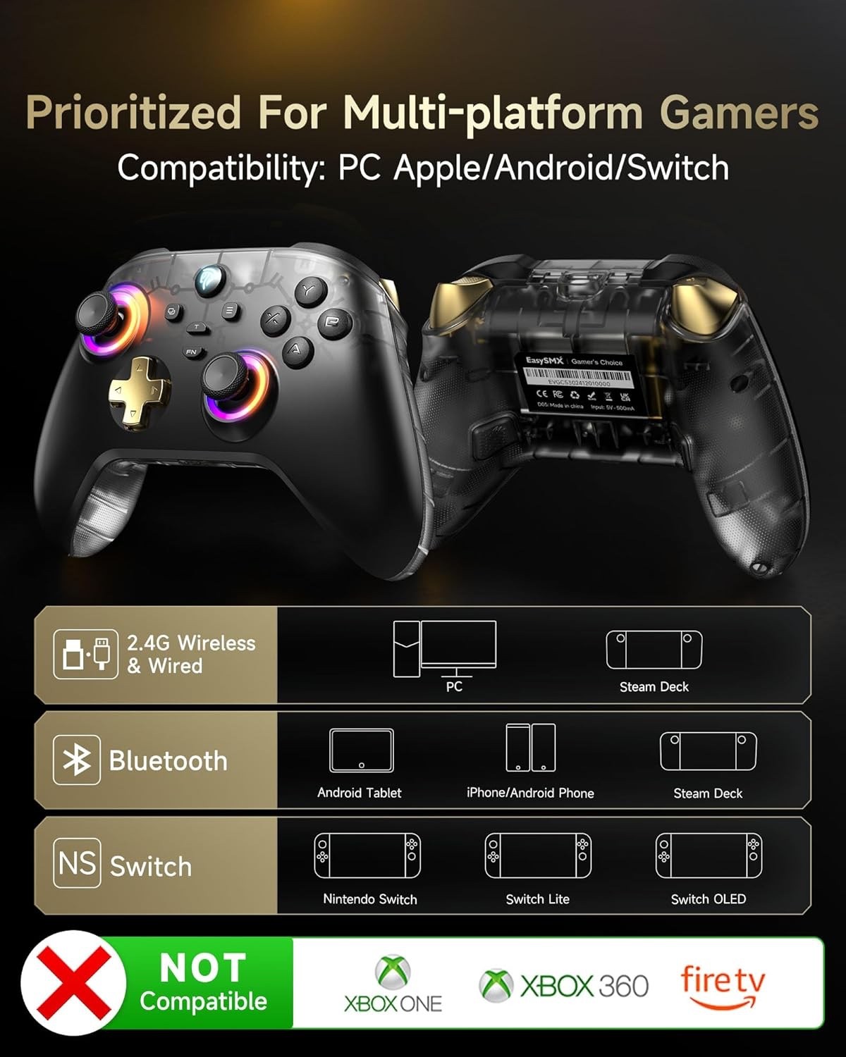 New EasySMX D05 Multi-Platform Gaming Controller With Charging Dock – Black