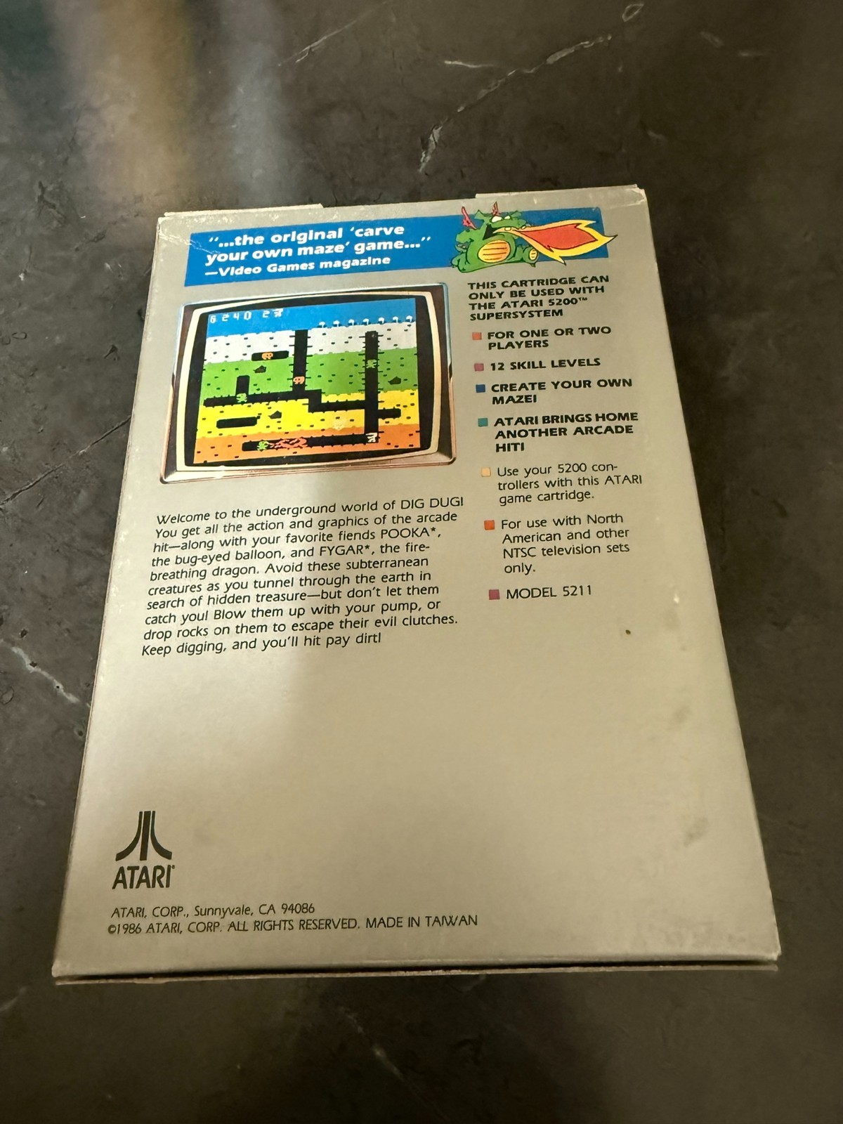 Dig Dug (Atari 5200, 1983) New in box sealed! No shrink wrap.