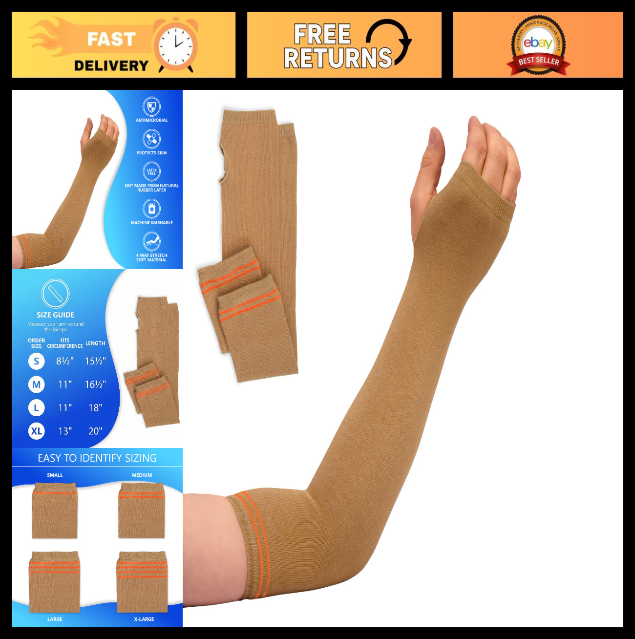 Washable Arm Skin Protectors – Pair for Sensitive Skin, Prevent Tears & Abrasion