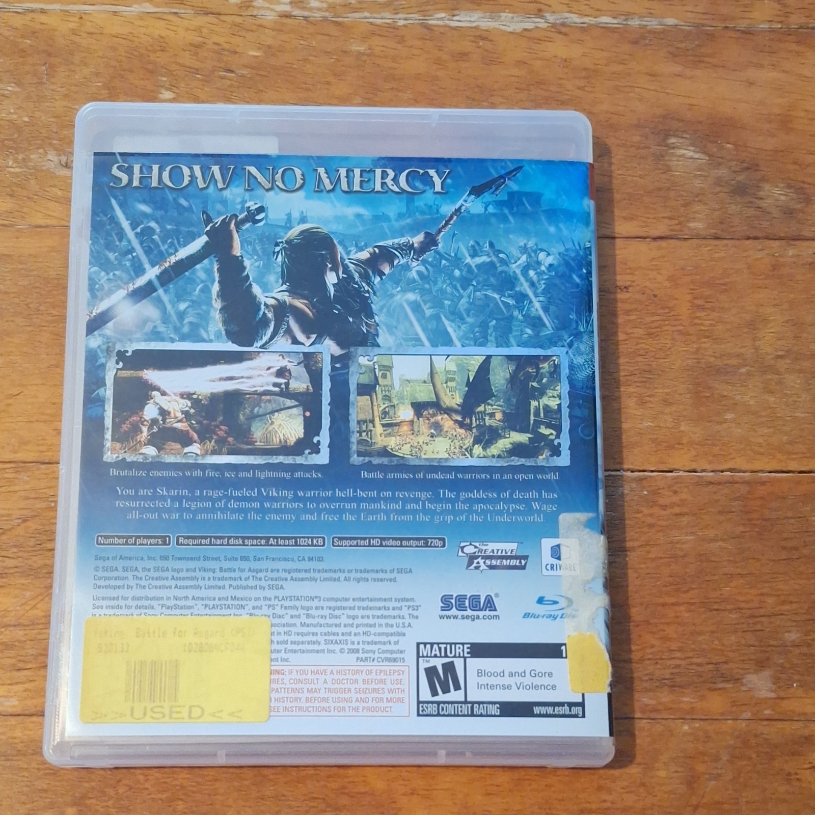 SEGA Viking: Battle for Asgard Sony PlayStation 3 NTSC-U/C 2008 Action M Manual