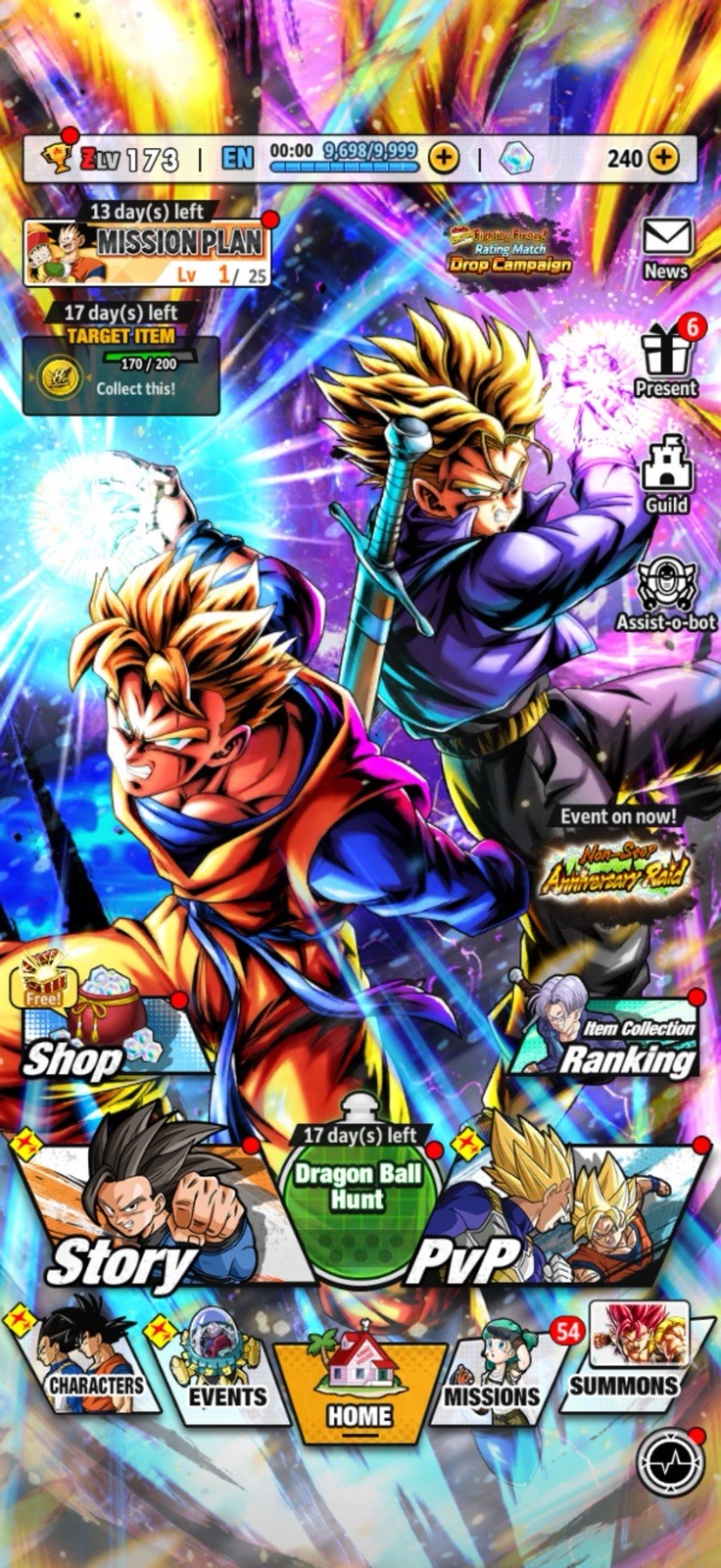 Dragon Ball Legends Acc 14* LEGEND BROLY + 8* GOHANTRUNKS