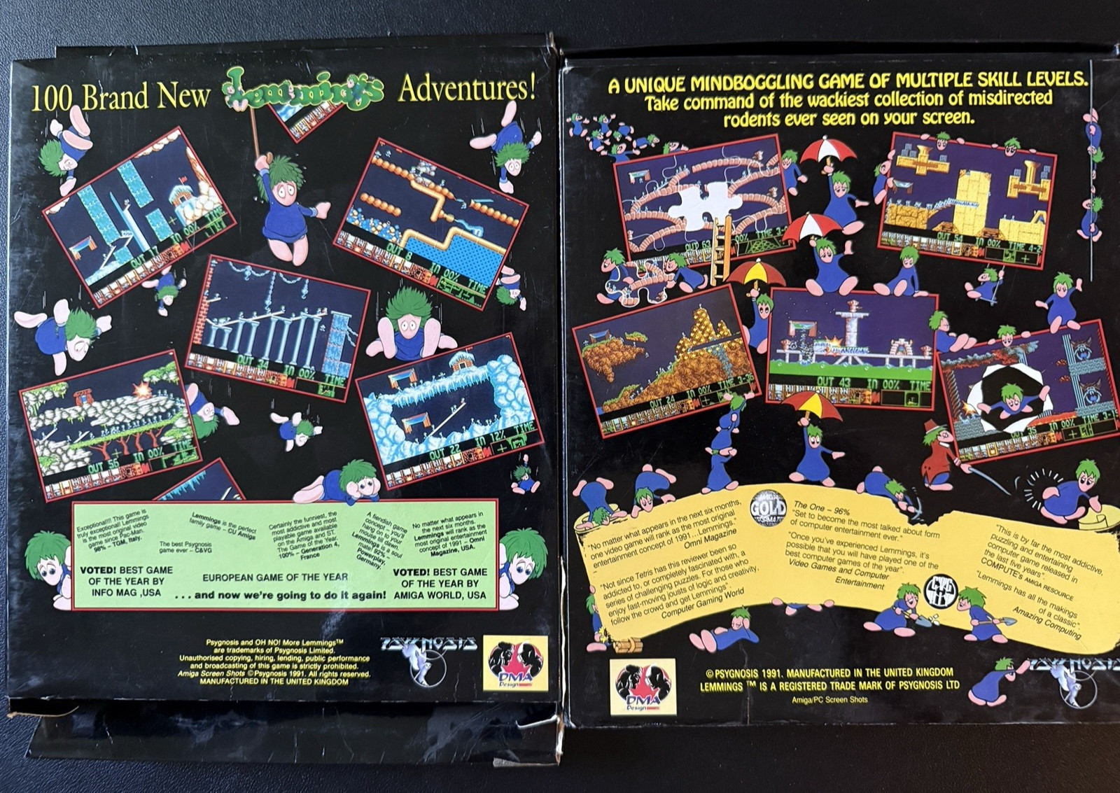 1991 Lemmings & Oh No! More Lemmings IBM PC Both 3.5 and 5.25 Discs & Manuals